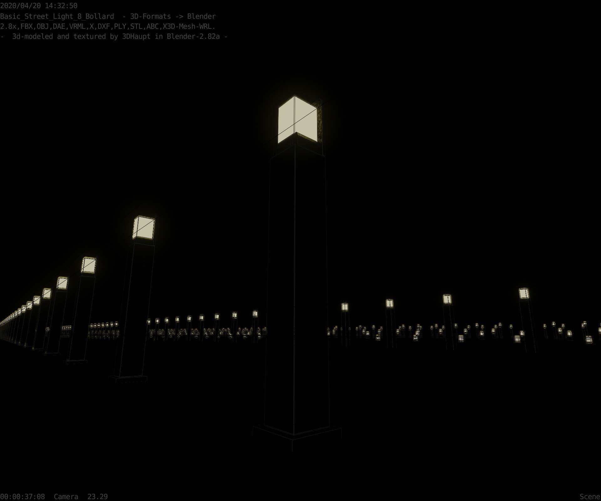 Street Light 8 Bollard 900 mm Basic Version 2 Low-poly 3D model_96