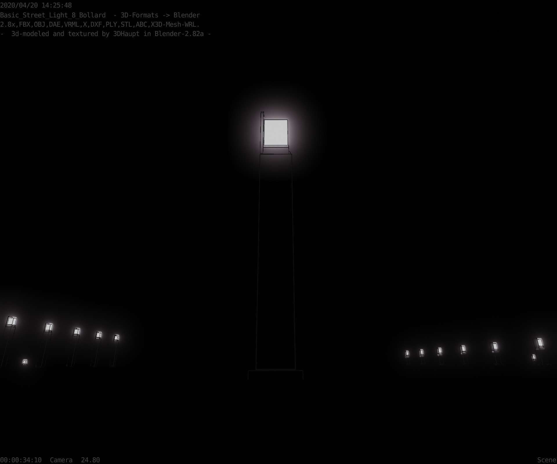 Street Light 8 Bollard 900 mm Basic Version 2 Low-poly 3D model_46