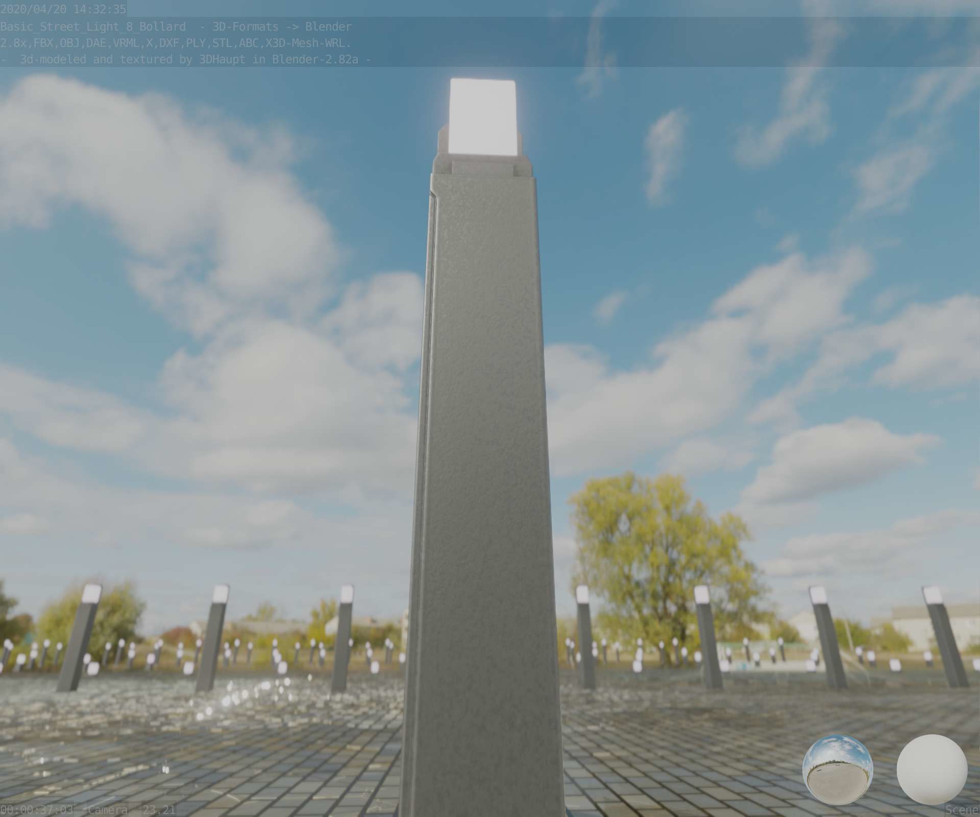 Street Light 8 Bollard 900 mm Basic Version 2 Low-poly 3D model_91