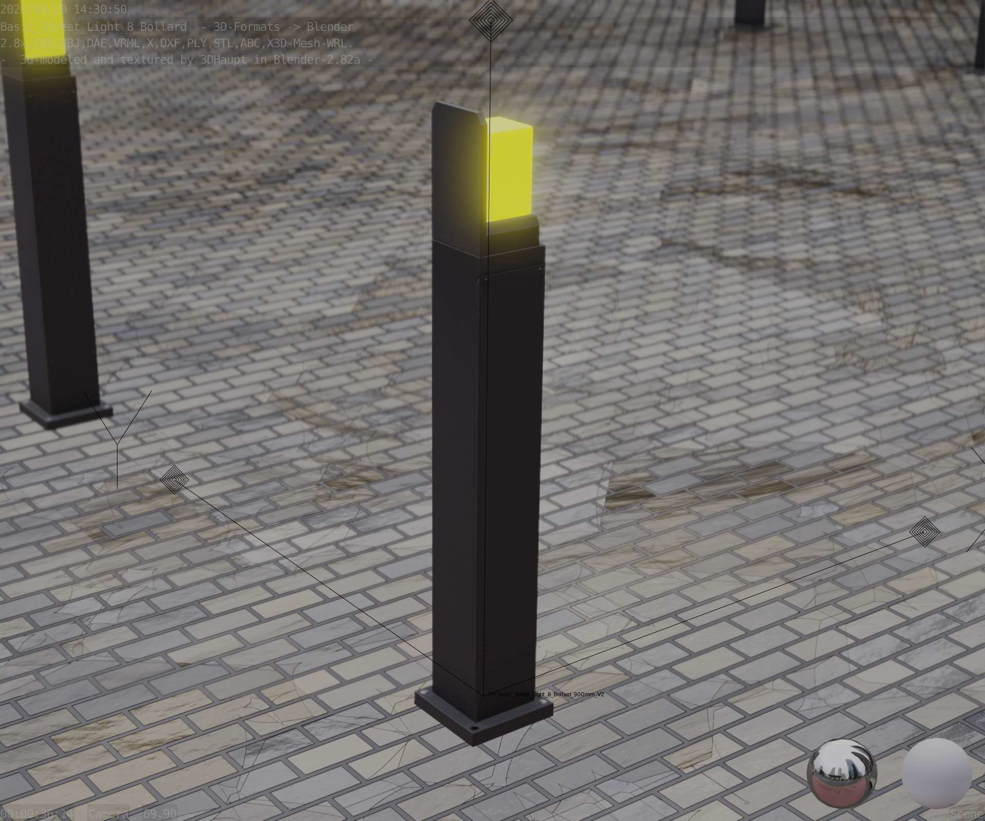 Street Light 8 Bollard 900 mm Basic Version 2 Low-poly 3D model_78