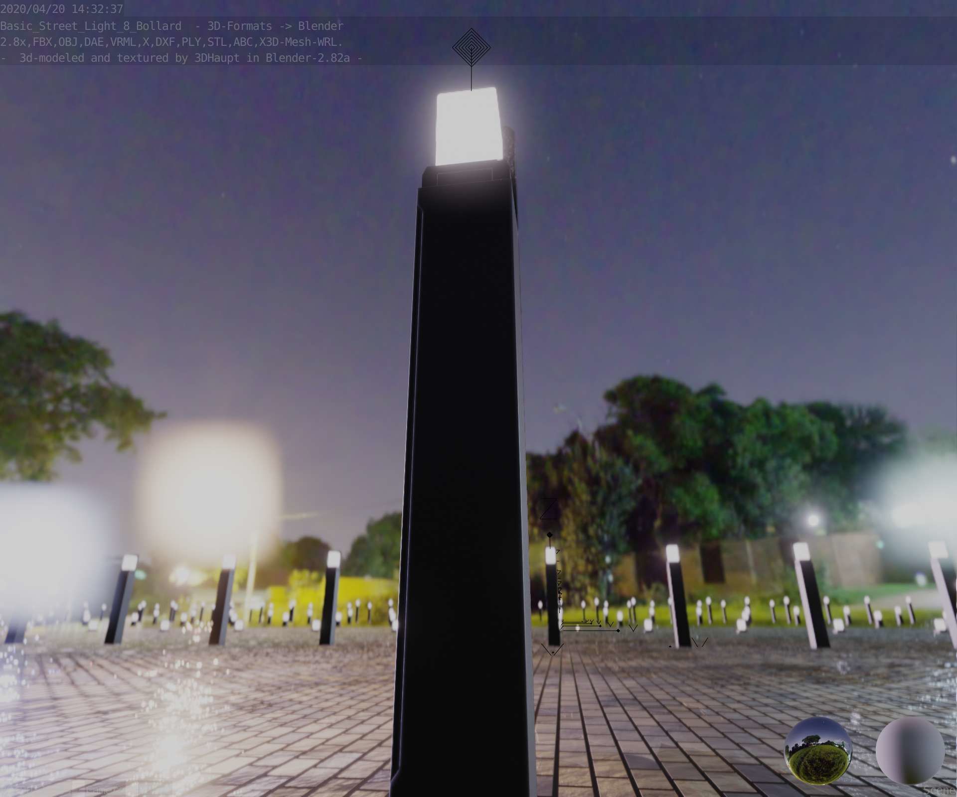 Street Light 8 Bollard 900 mm Basic Version 2 Low-poly 3D model_92