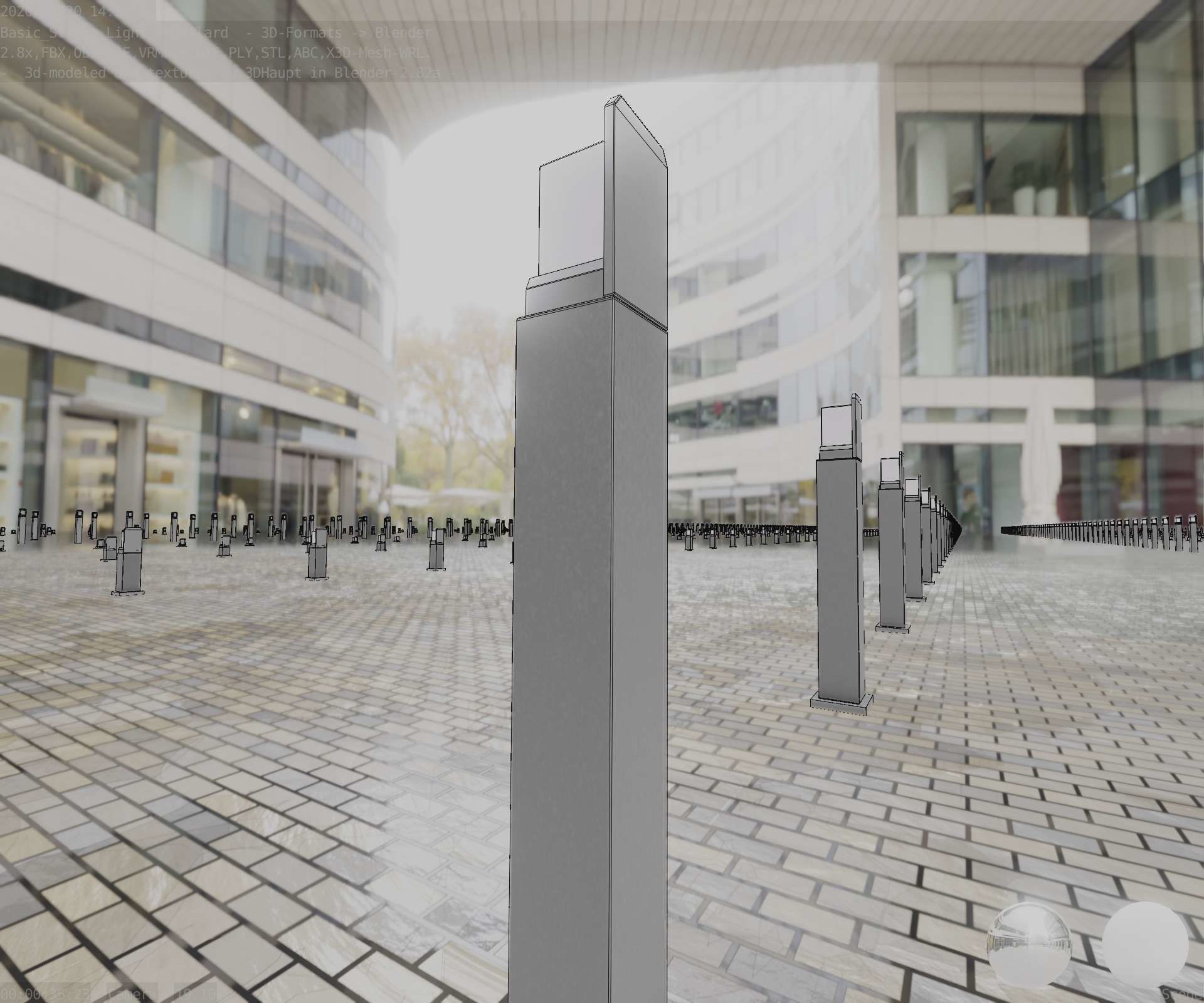 Street Light 8 Bollard 900 mm Basic Version 2 Low-poly 3D model_63