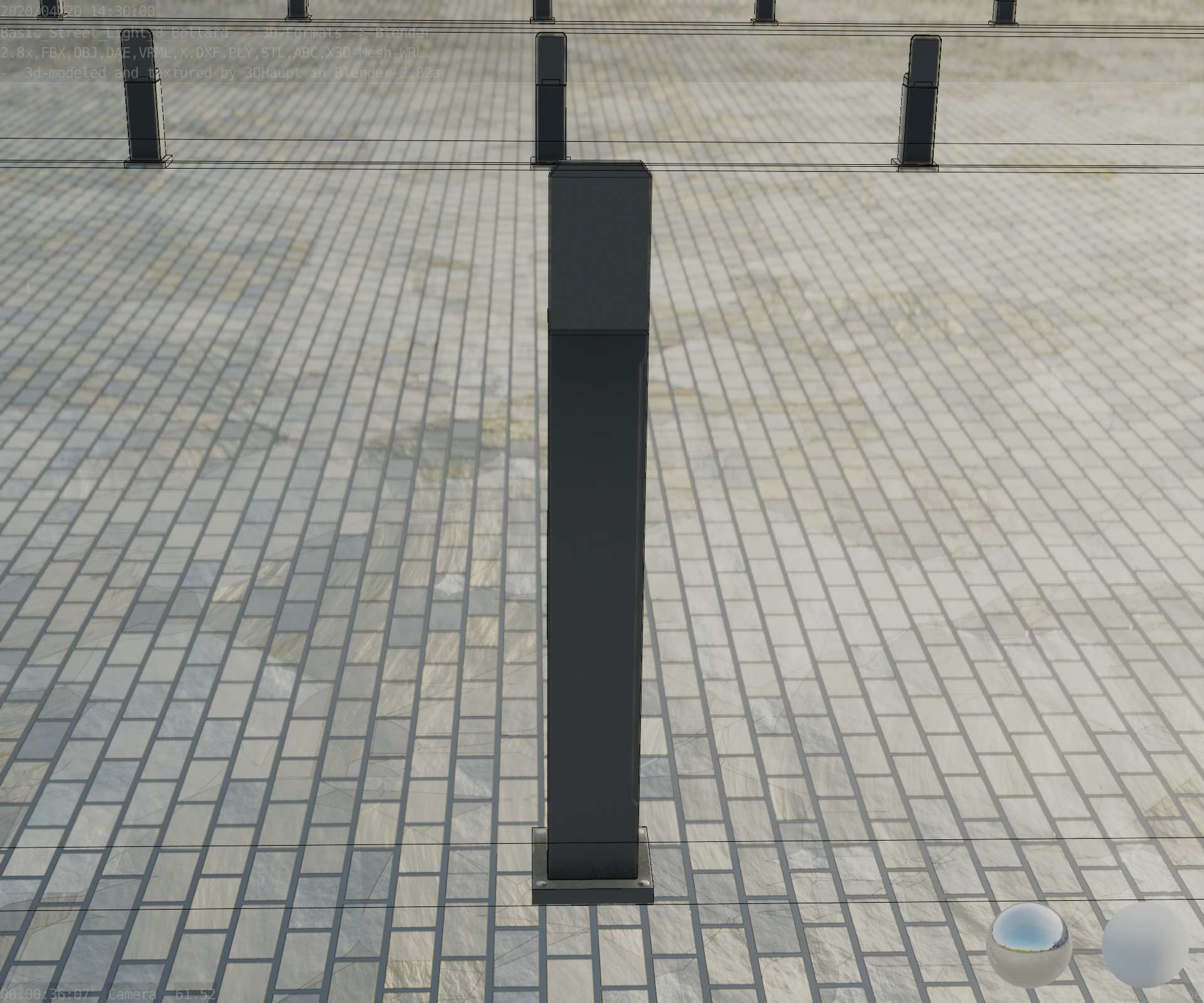 Street Light 8 Bollard 900 mm Basic Version 2 Low-poly 3D model_71