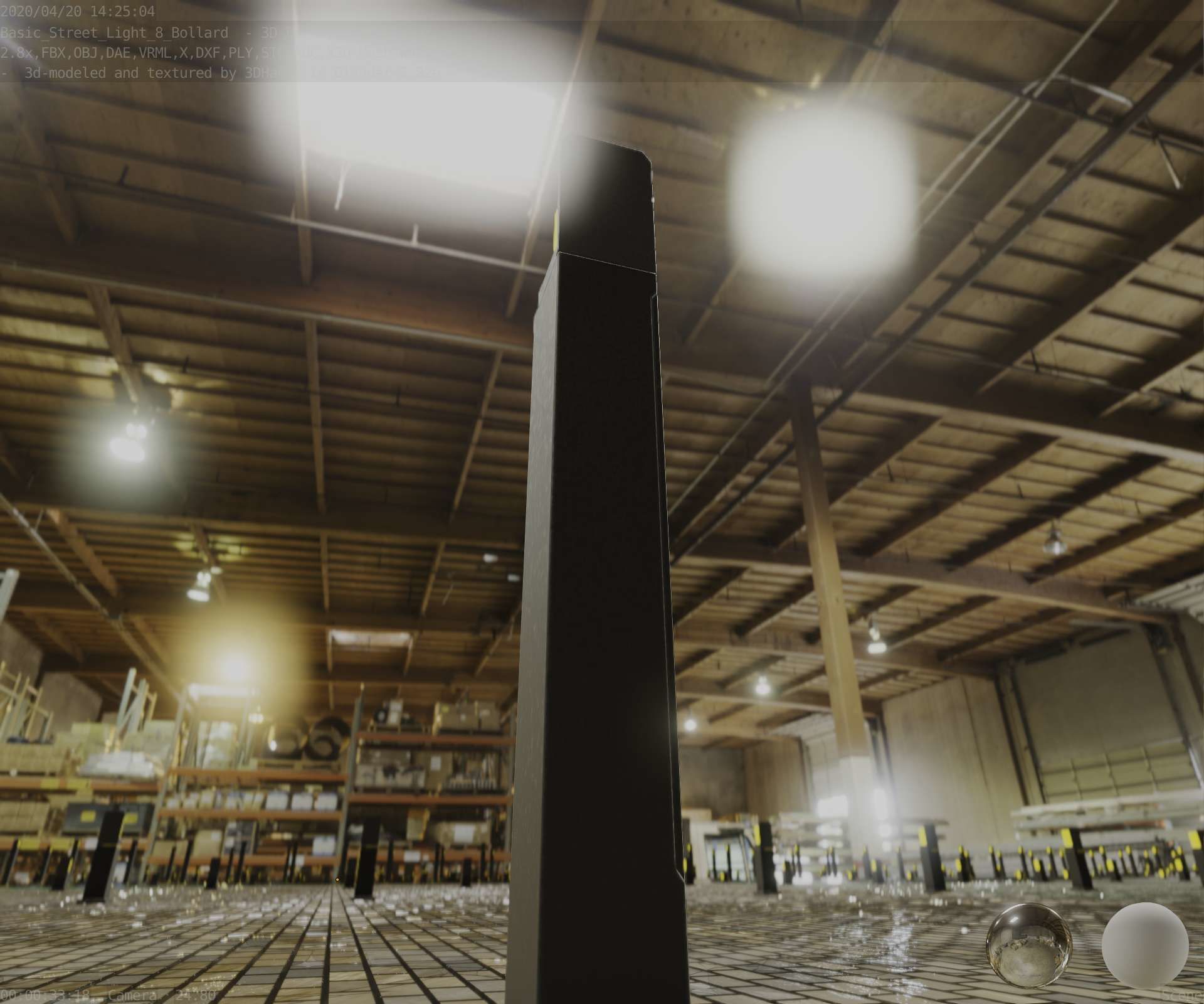 Street Light 8 Bollard 900 mm Basic Version 2 Low-poly 3D model_30