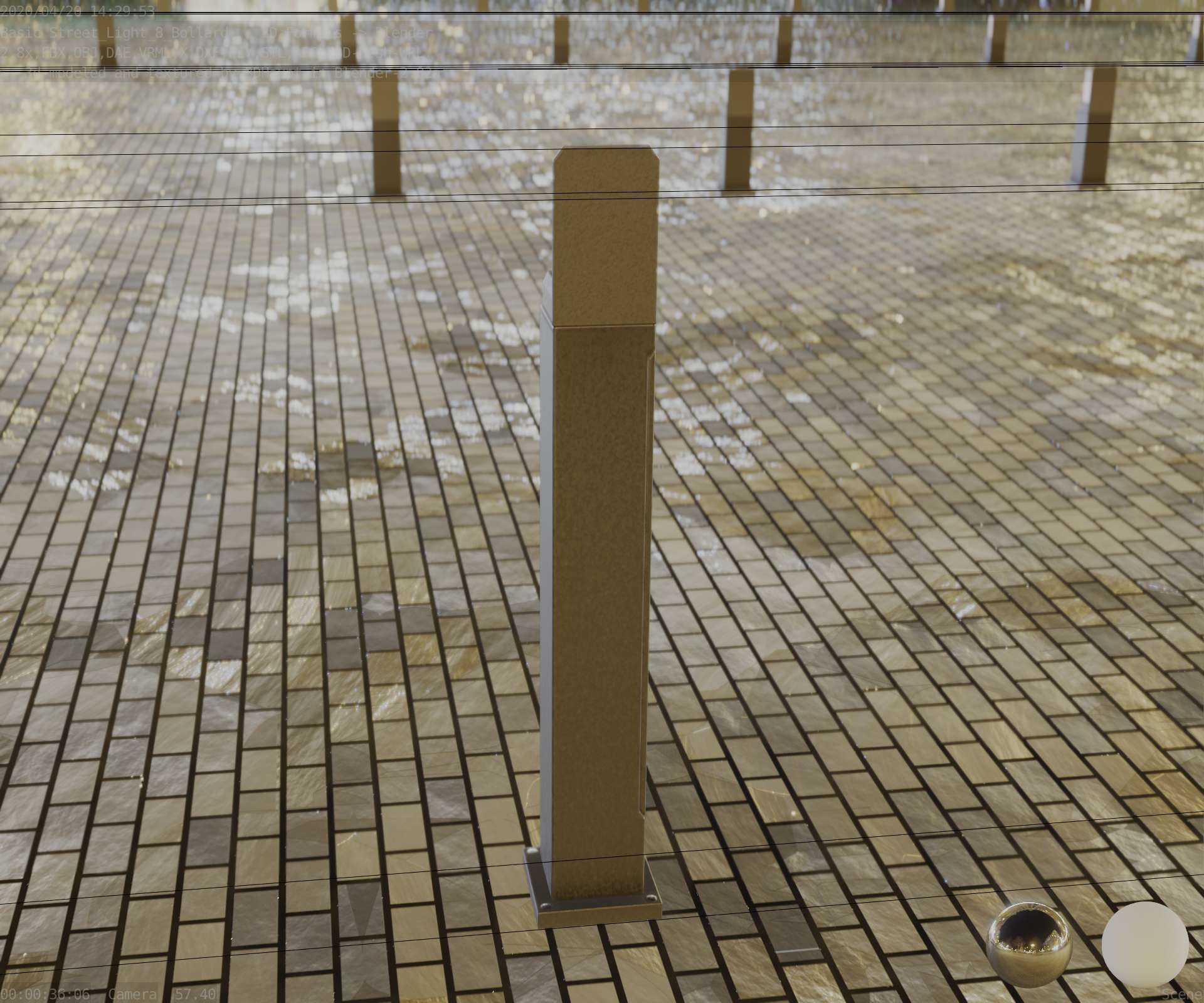 Street Light 8 Bollard 900 mm Basic Version 2 Low-poly 3D model_70