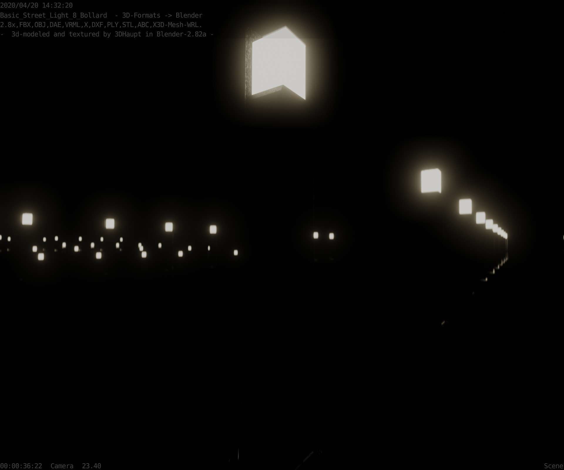 Street Light 8 Bollard 900 mm Basic Version 2 Low-poly 3D model_86