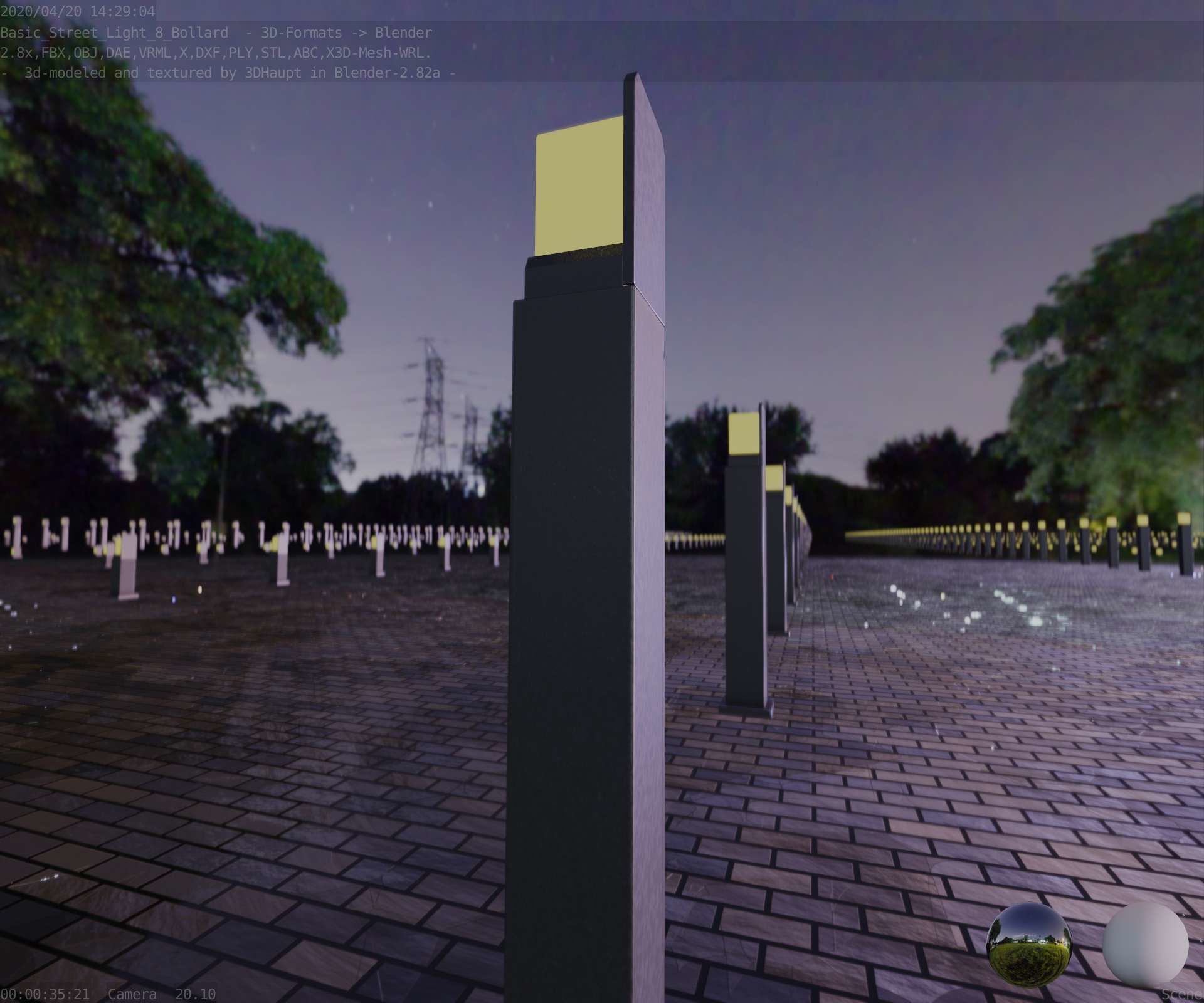 Street Light 8 Bollard 900 mm Basic Version 2 Low-poly 3D model_61