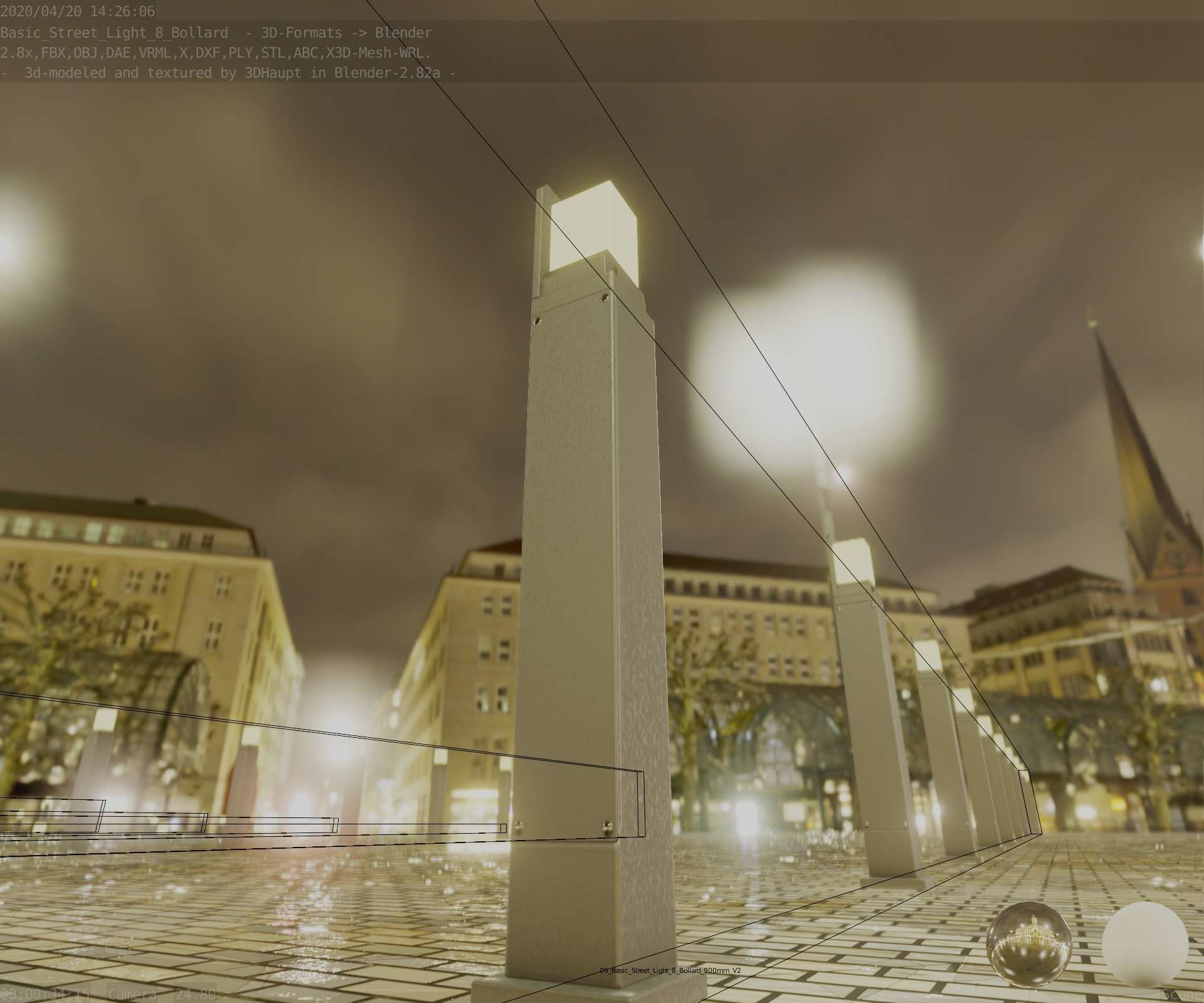 Street Light 8 Bollard 900 mm Basic Version 2 Low-poly 3D model_51