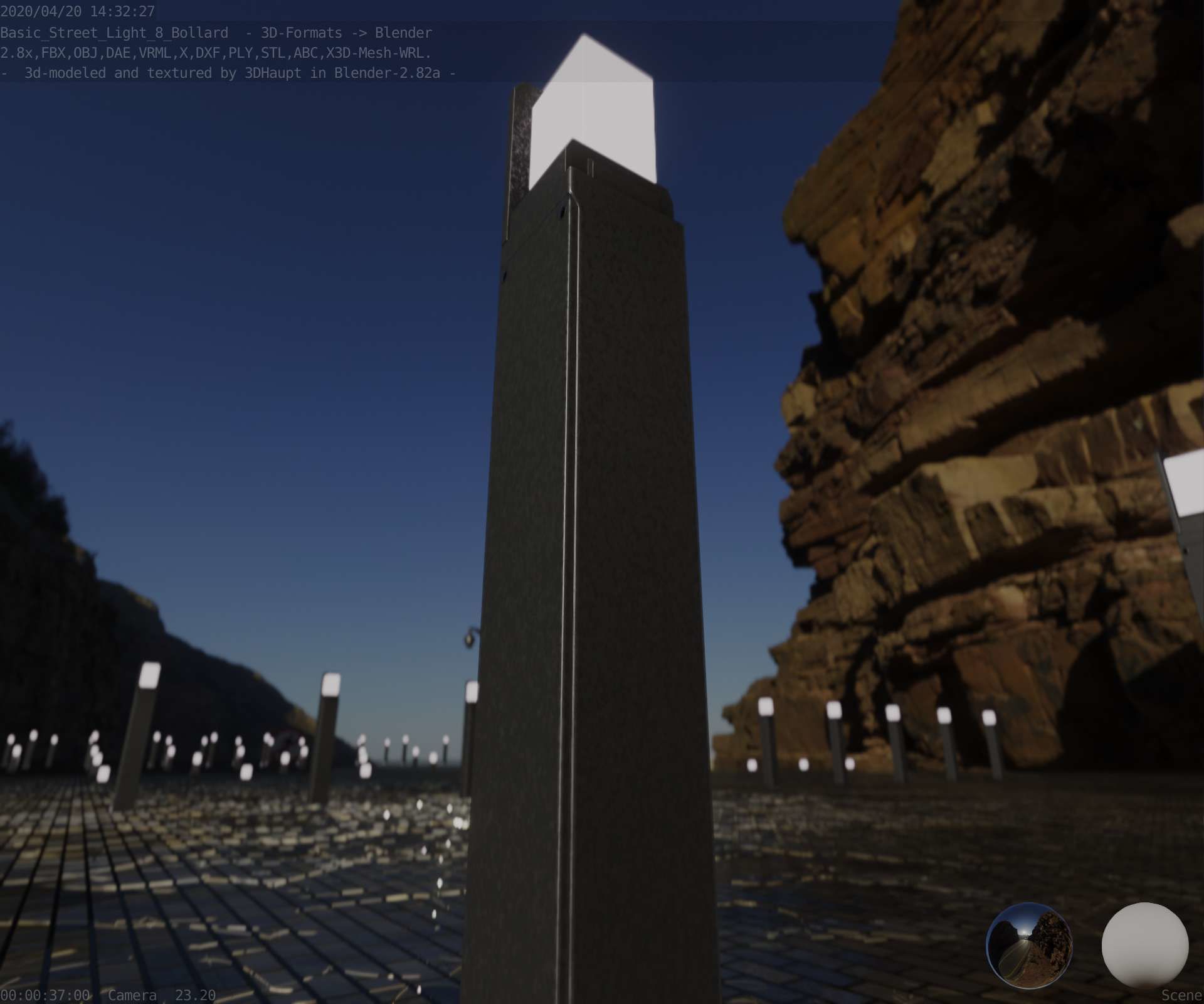 Street Light 8 Bollard 900 mm Basic Version 2 Low-poly 3D model_88