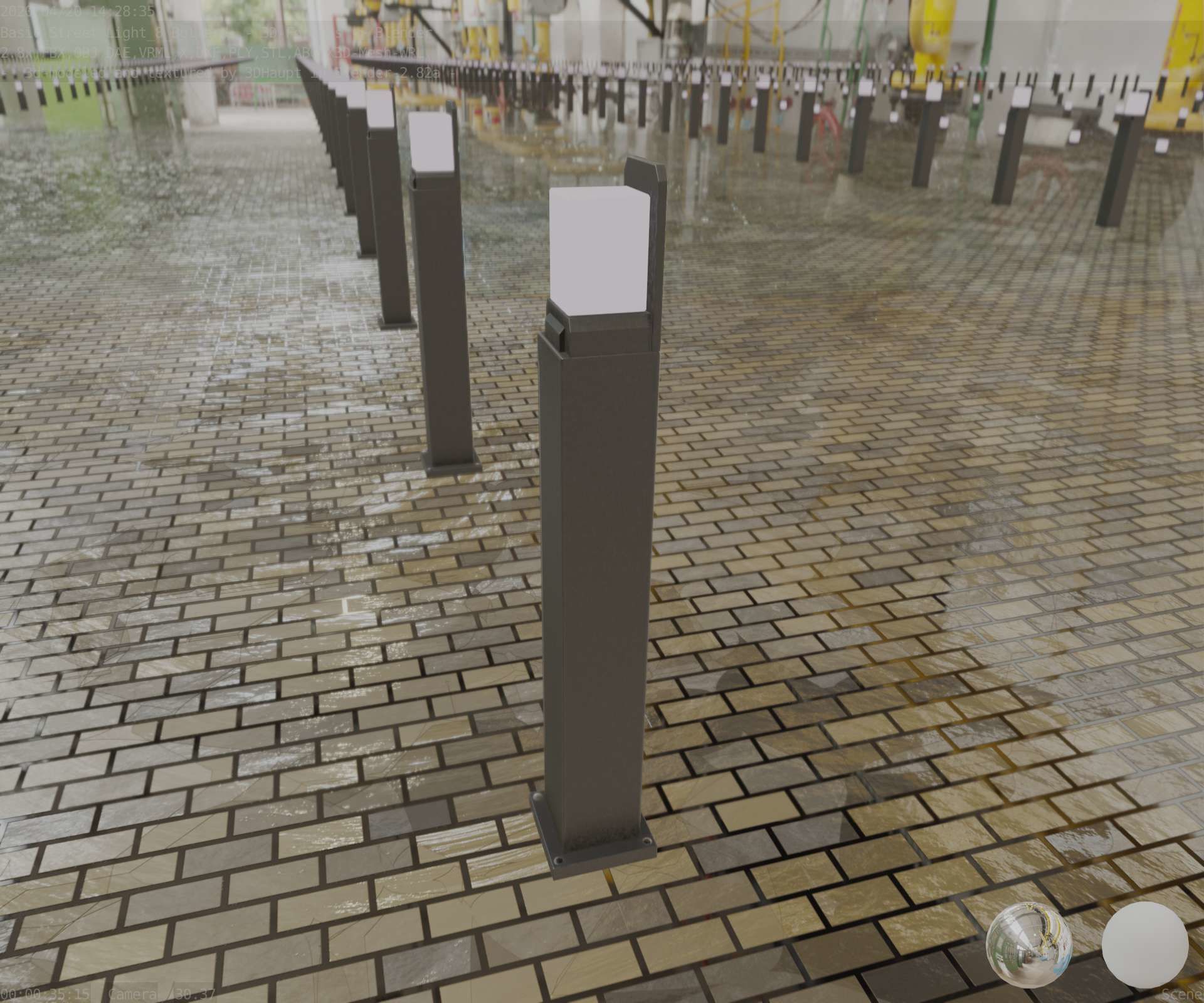 Street Light 8 Bollard 900 mm Basic Version 2 Low-poly 3D model_16