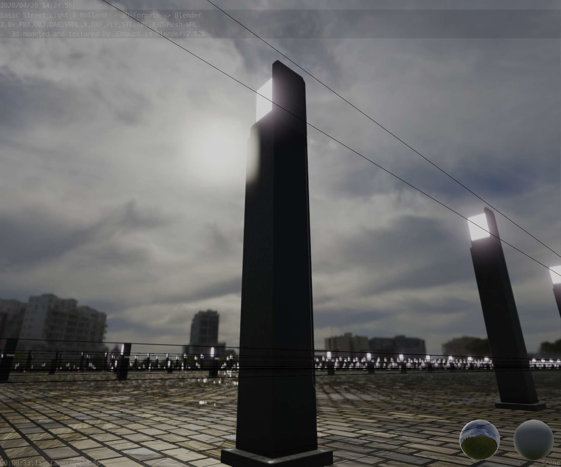 Street Light 8 Bollard 900 mm Basic Version 2 Low-poly 3D model_27