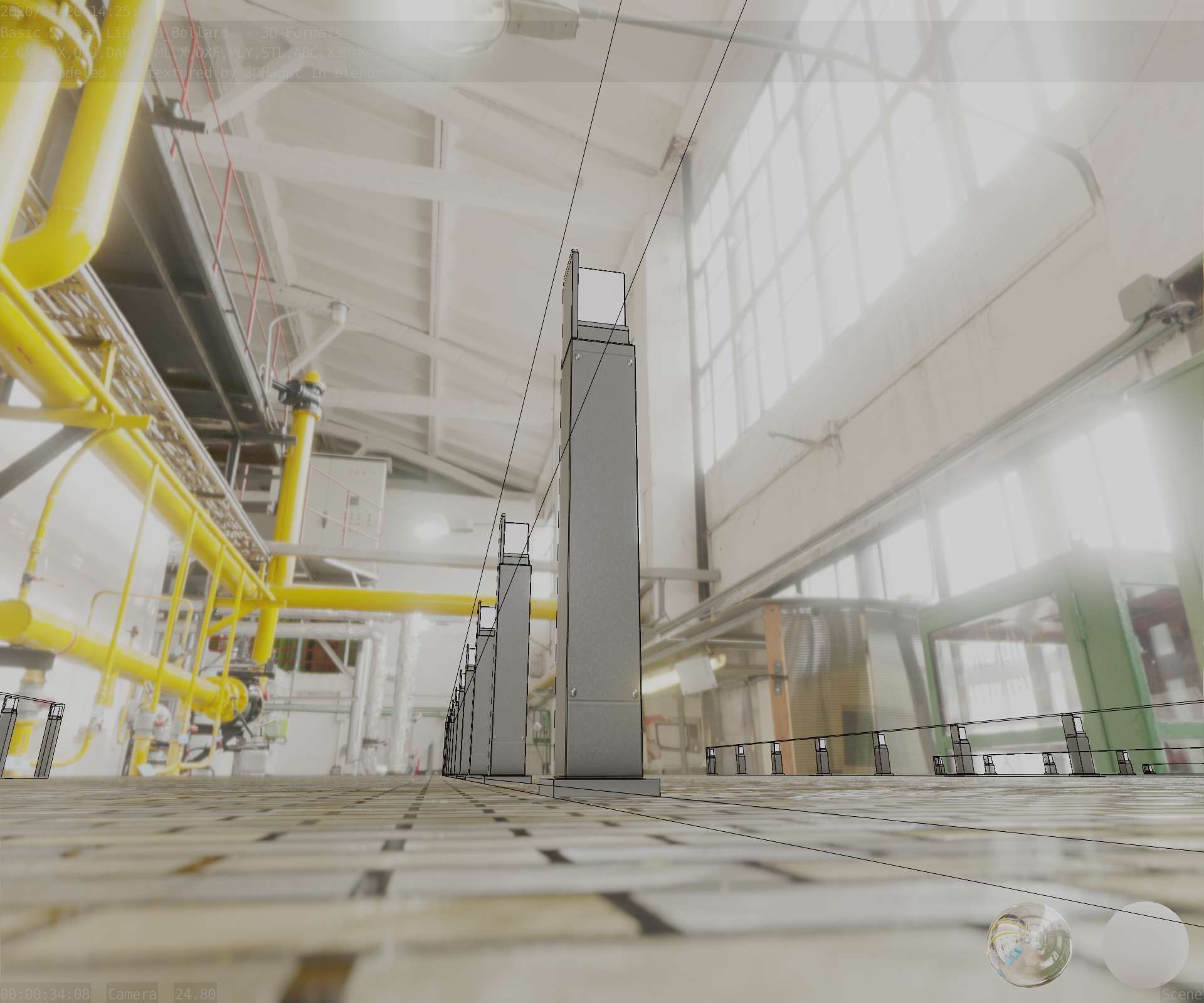 Street Light 8 Bollard 900 mm Basic Version 2 Low-poly 3D model_44