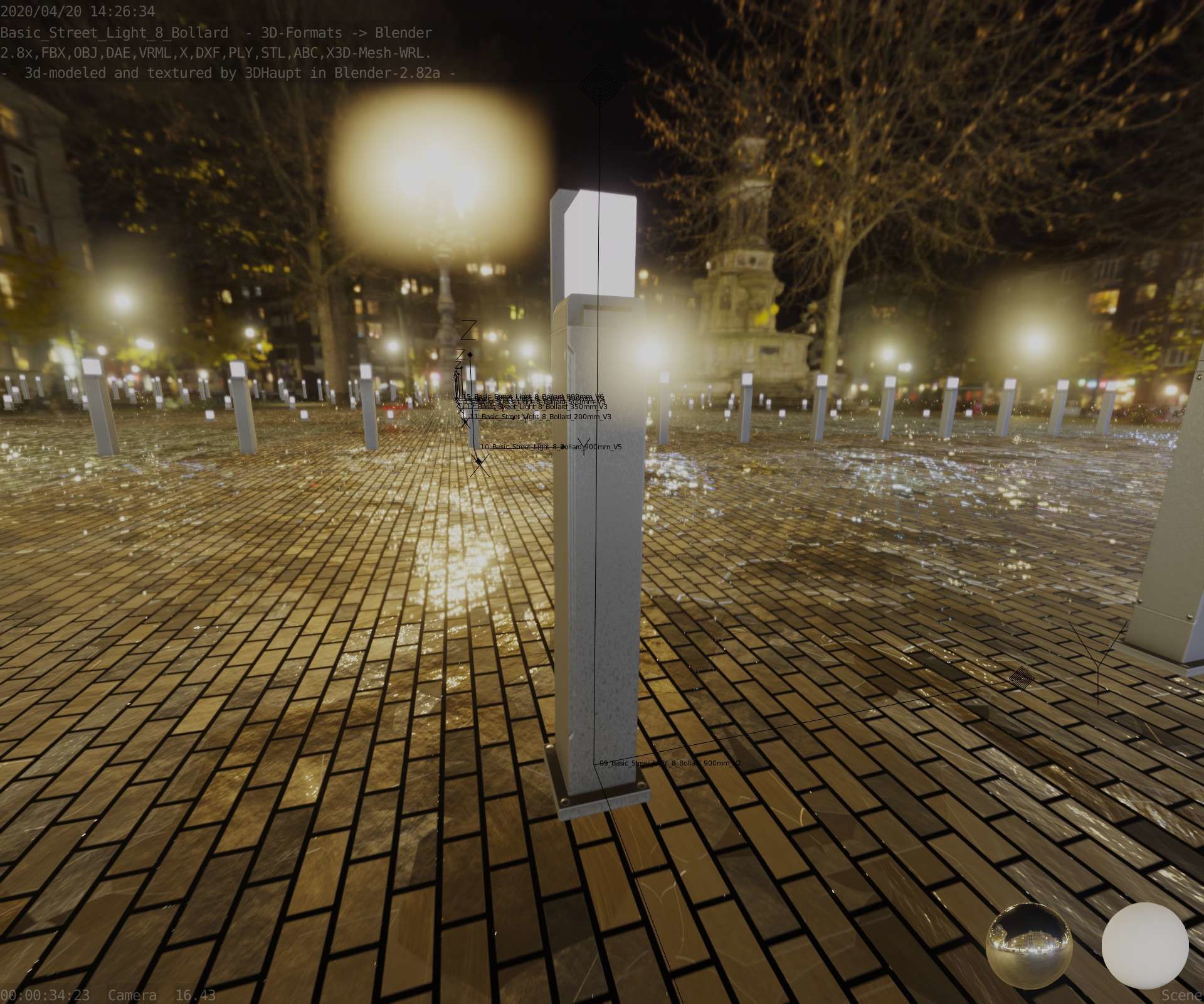 Street Light 8 Bollard 900 mm Basic Version 2 Low-poly 3D model_59