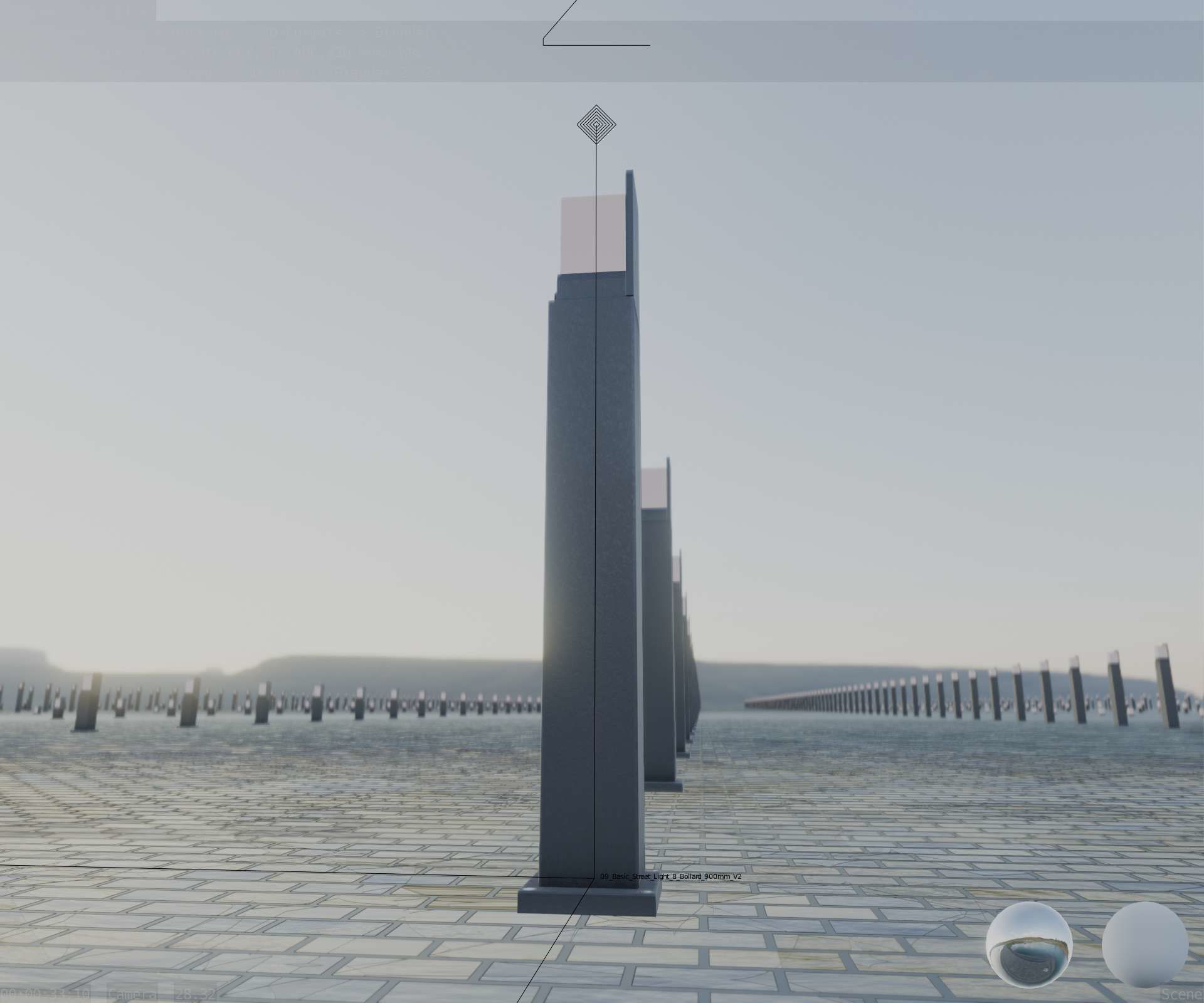 Street Light 8 Bollard 900 mm Basic Version 2 Low-poly 3D model_23