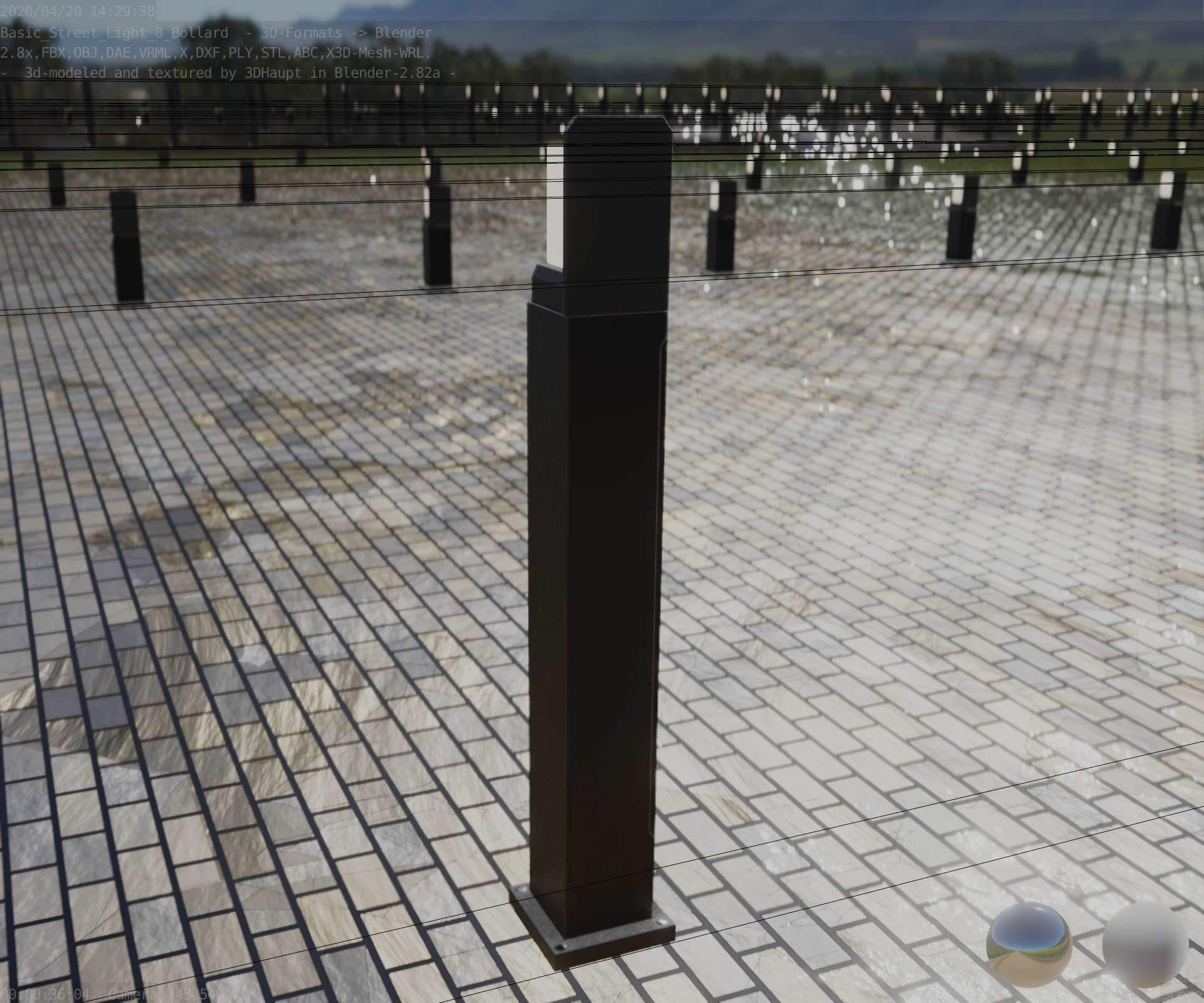 Street Light 8 Bollard 900 mm Basic Version 2 Low-poly 3D model_68