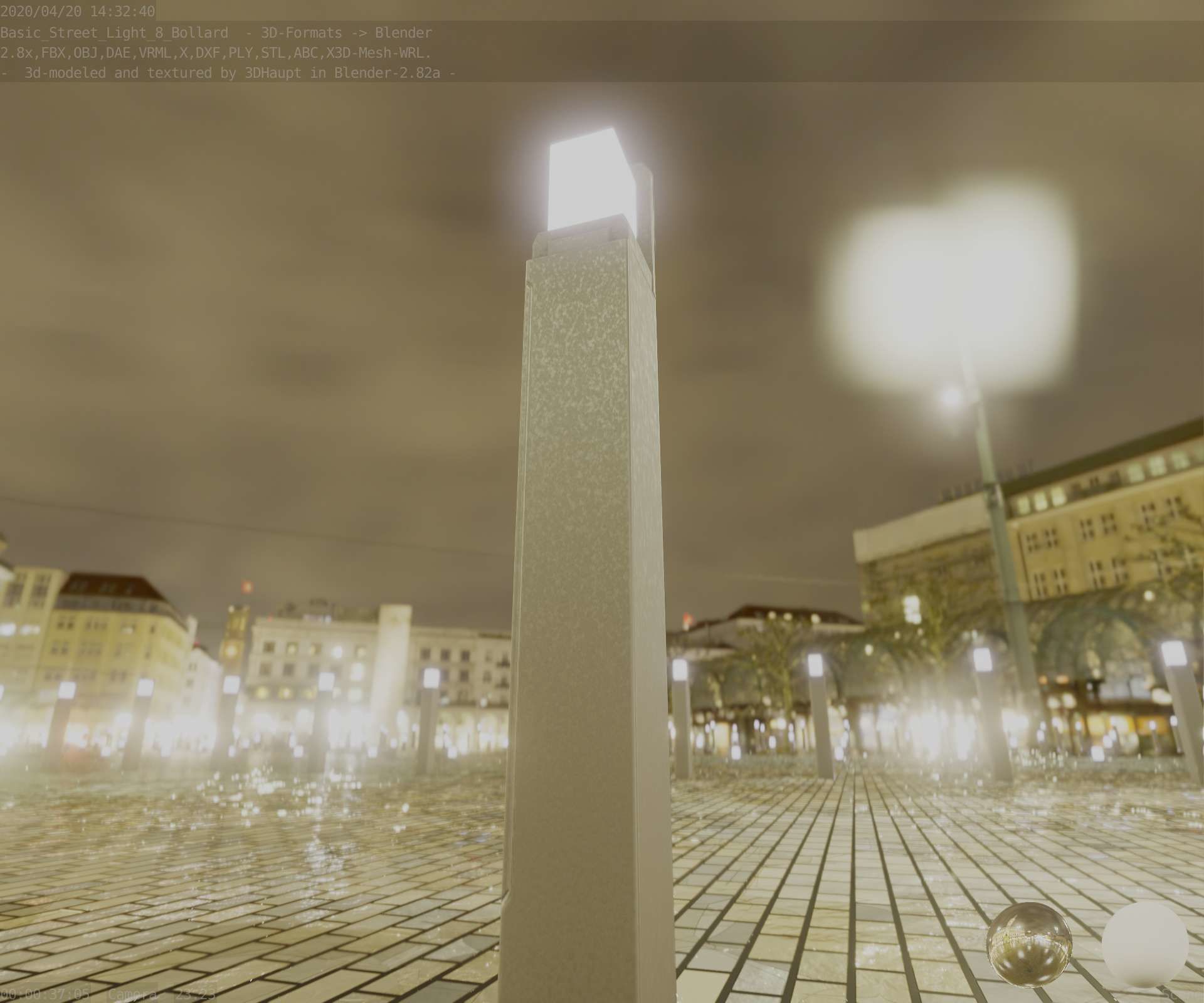 Street Light 8 Bollard 900 mm Basic Version 2 Low-poly 3D model_93
