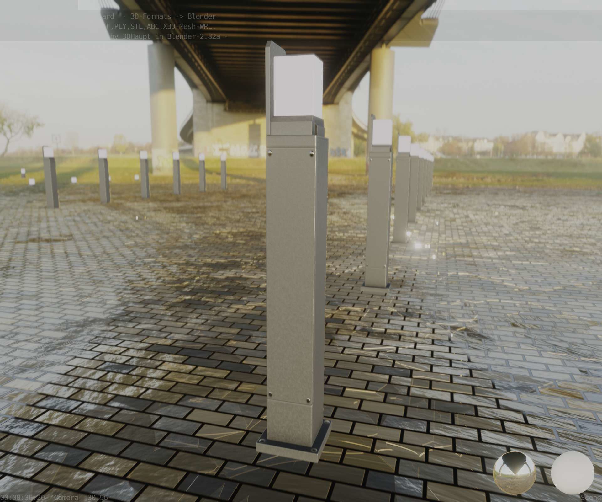 Street Light 8 Bollard 900 mm Basic Version 2 Low-poly 3D model_84