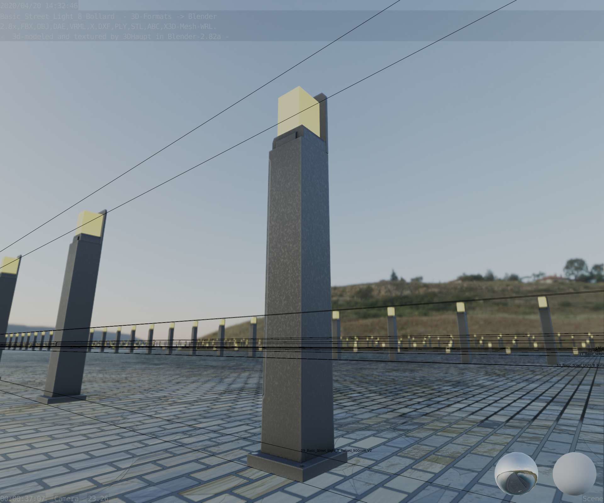 Street Light 8 Bollard 900 mm Basic Version 2 Low-poly 3D model_95