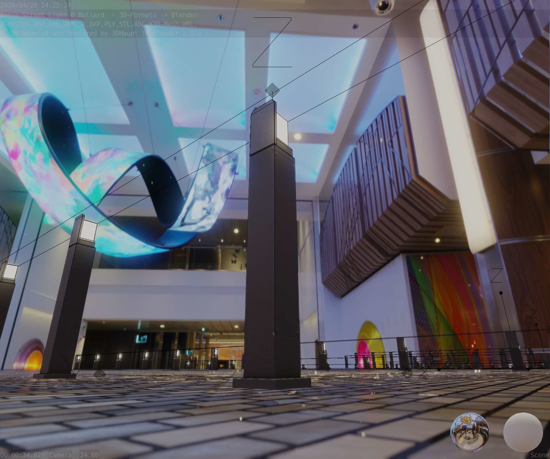 Street Light 8 Bollard 900 mm Basic Version 2 Low-poly 3D model_38