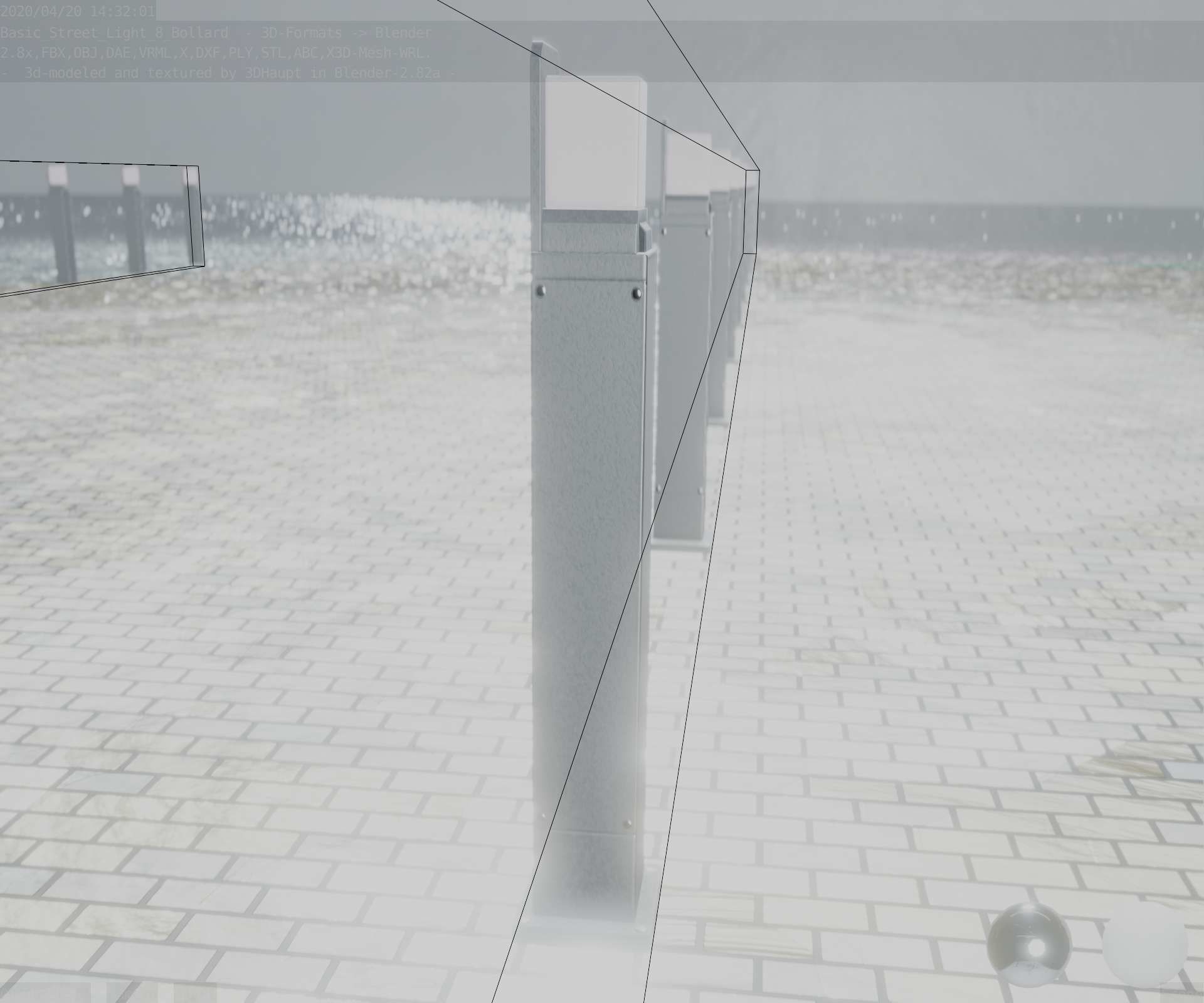 Street Light 8 Bollard 900 mm Basic Version 2 Low-poly 3D model_83