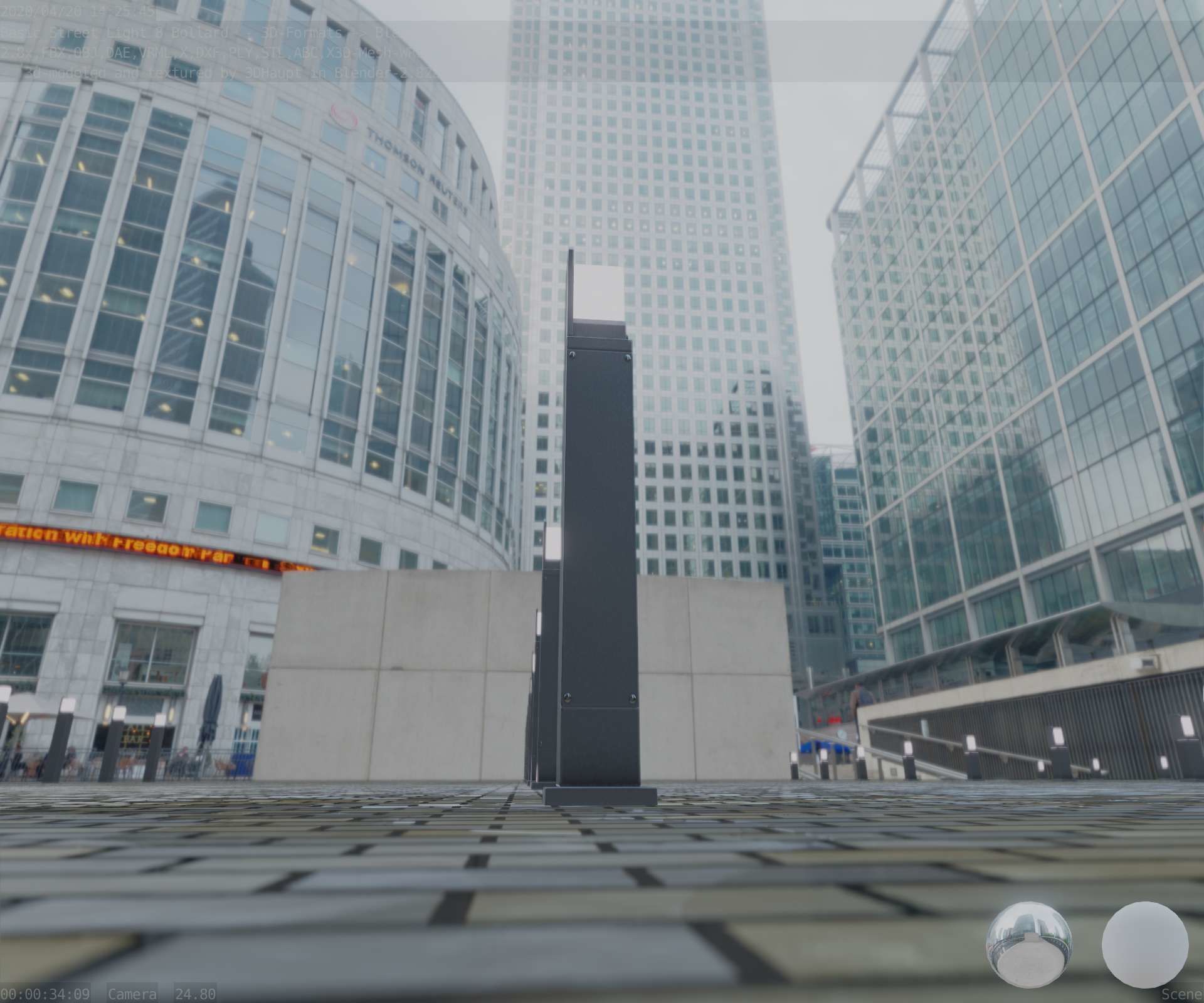 Street Light 8 Bollard 900 mm Basic Version 2 Low-poly 3D model_45