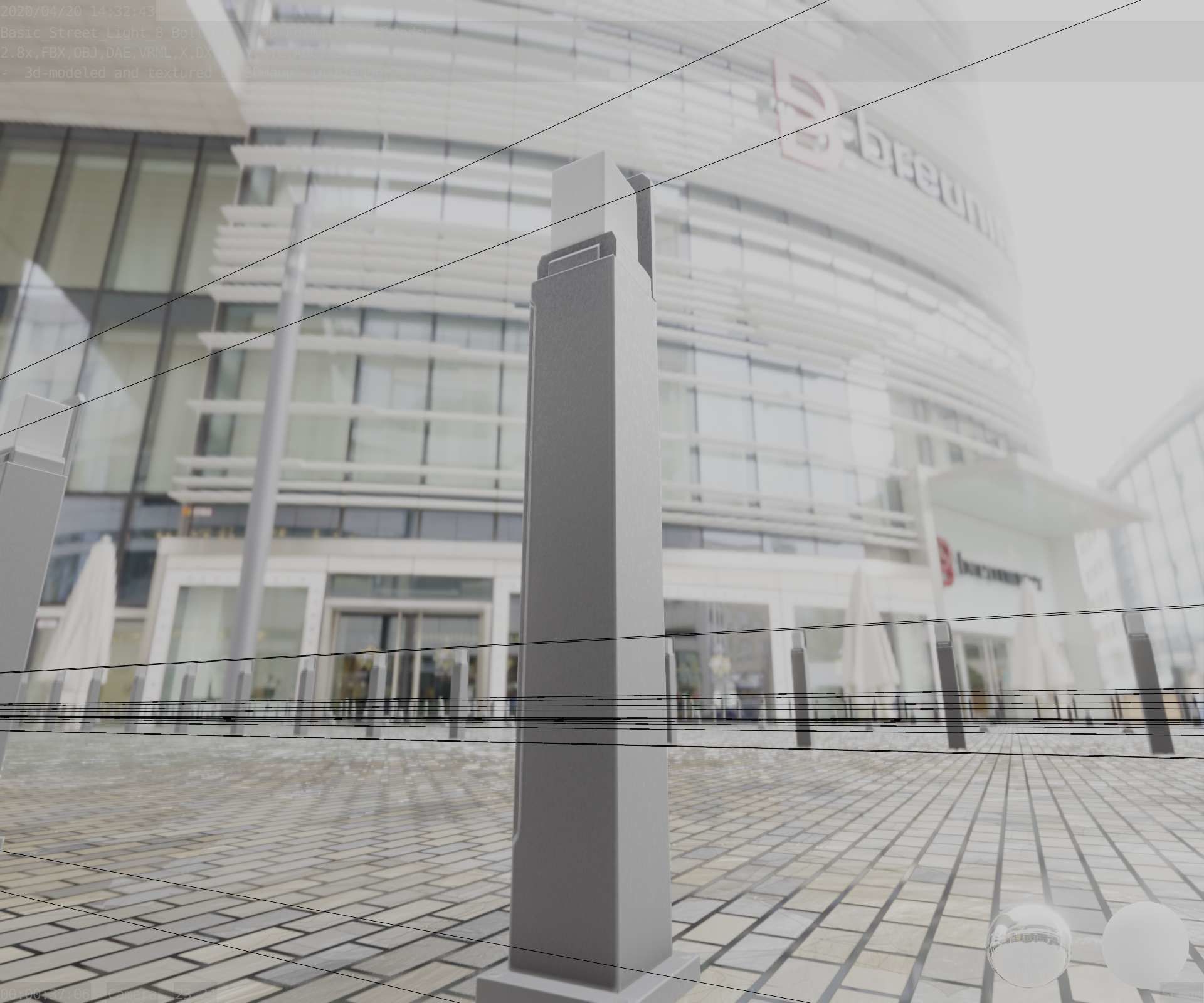 Street Light 8 Bollard 900 mm Basic Version 2 Low-poly 3D model_94