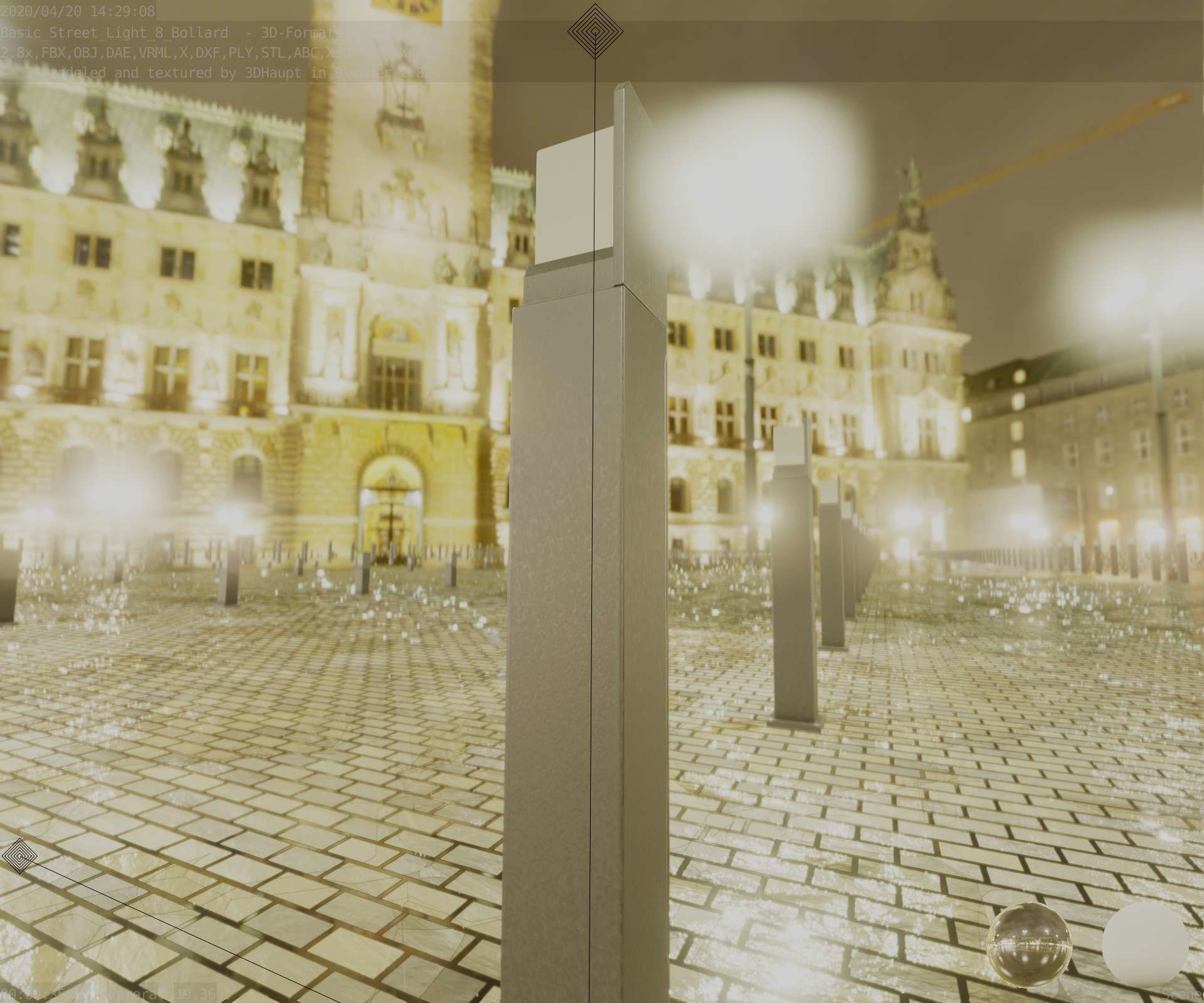 Street Light 8 Bollard 900 mm Basic Version 2 Low-poly 3D model_62