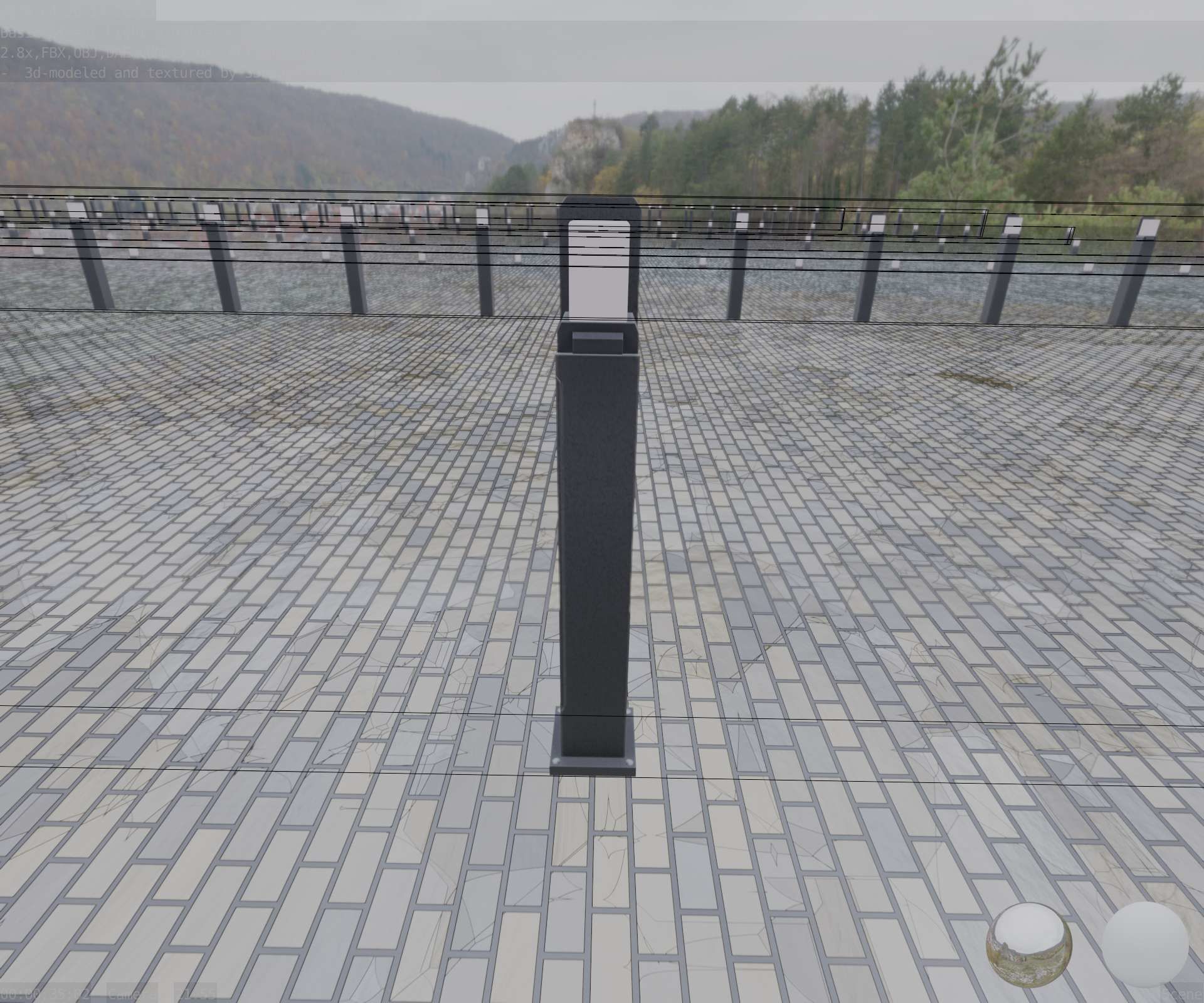 Street Light 8 Bollard 900 mm Basic Version 2 Low-poly 3D model_4