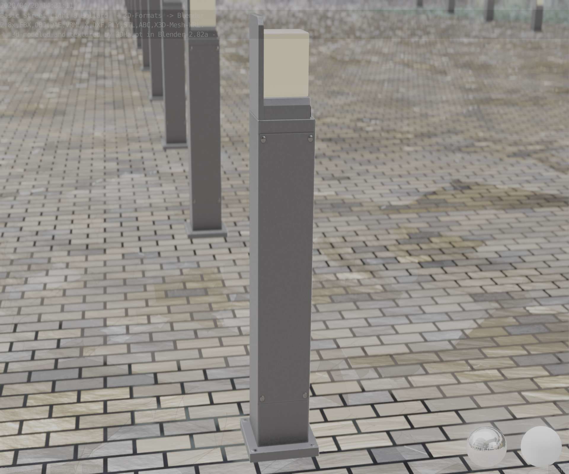 Street Light 8 Bollard 900 mm Basic Version 2 Low-poly 3D model_81