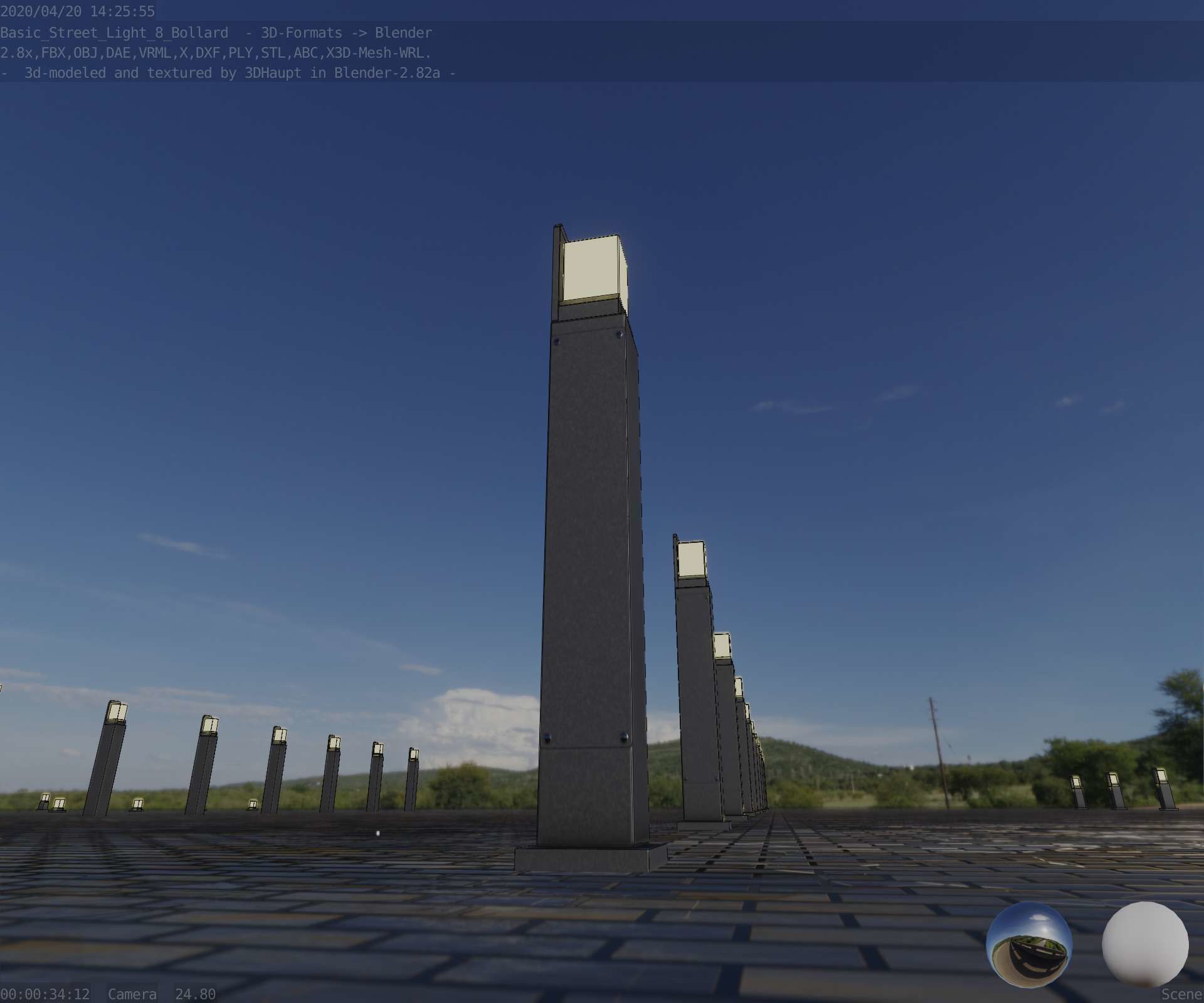 Street Light 8 Bollard 900 mm Basic Version 2 Low-poly 3D model_48