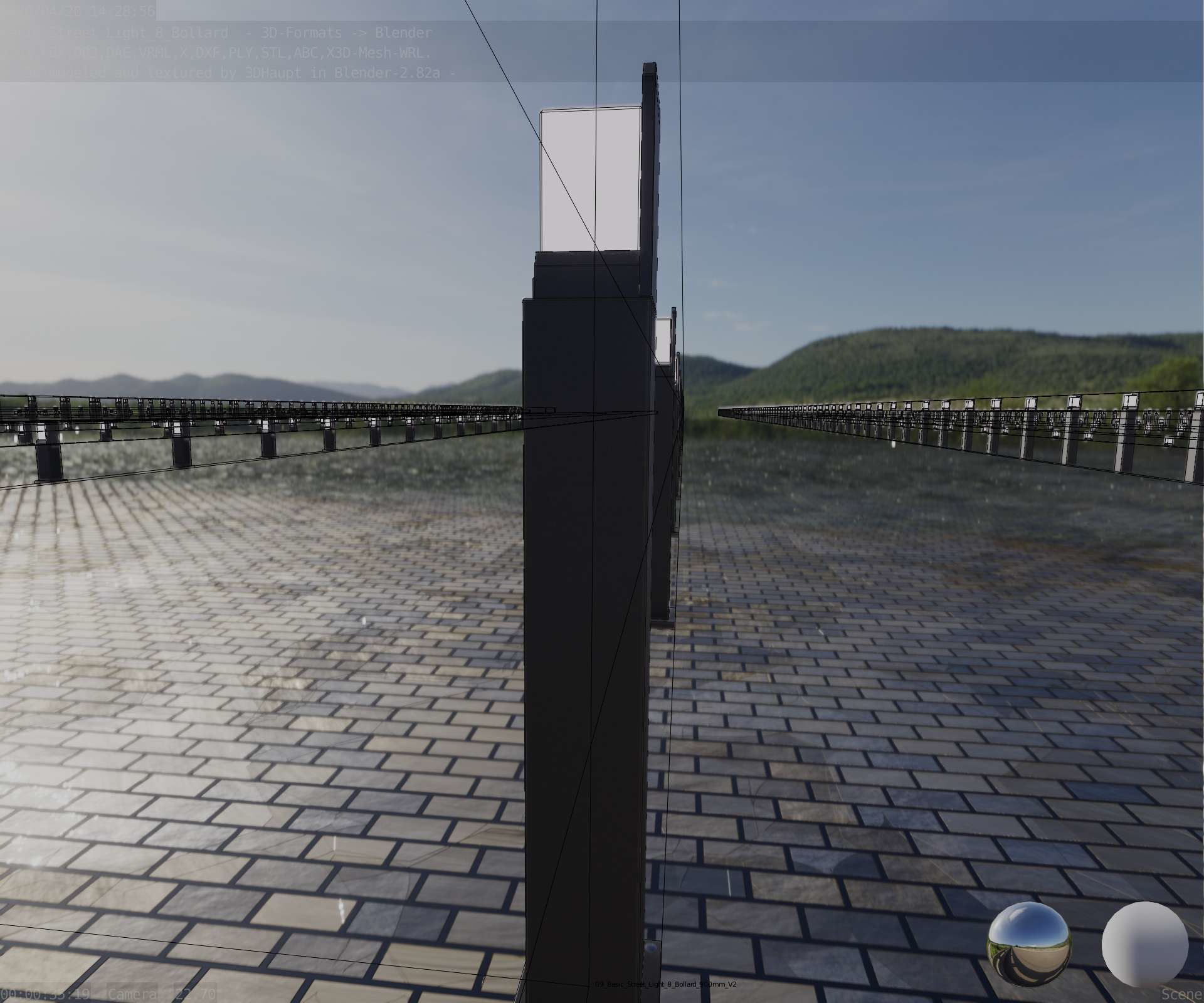 Street Light 8 Bollard 900 mm Basic Version 2 Low-poly 3D model_20