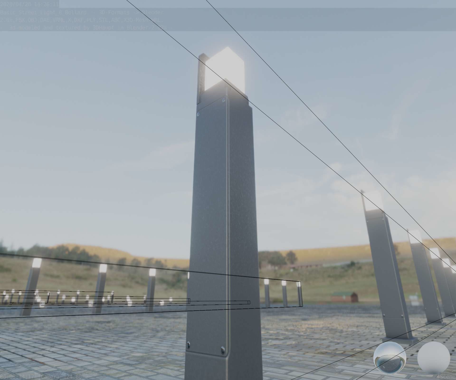 Street Light 8 Bollard 900 mm Basic Version 2 Low-poly 3D model_53