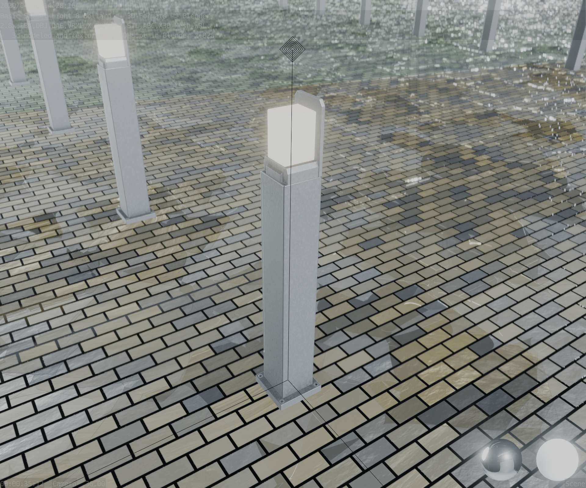 Street Light 8 Bollard 900 mm Basic Version 2 Low-poly 3D model_14