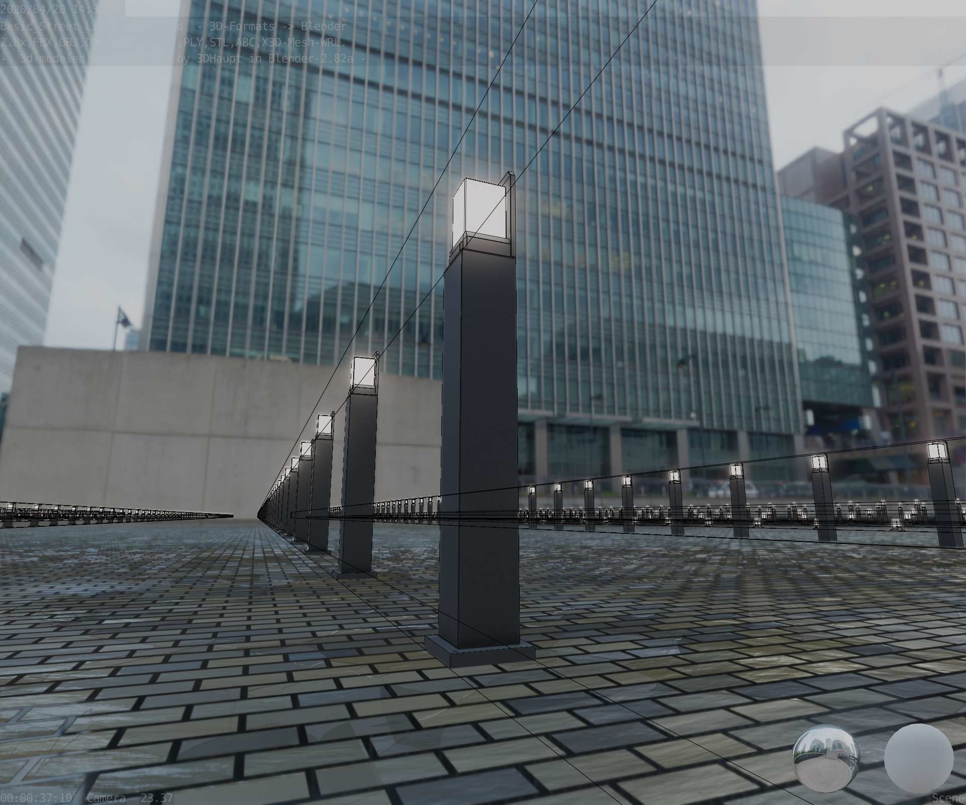 Street Light 8 Bollard 900 mm Basic Version 2 Low-poly 3D model_98