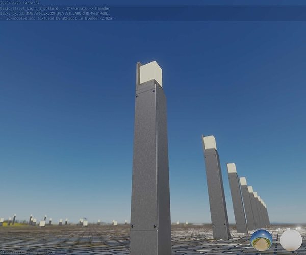 Street Light 8 Bollard 900 mm Basic Version 5 Low-poly 3D model