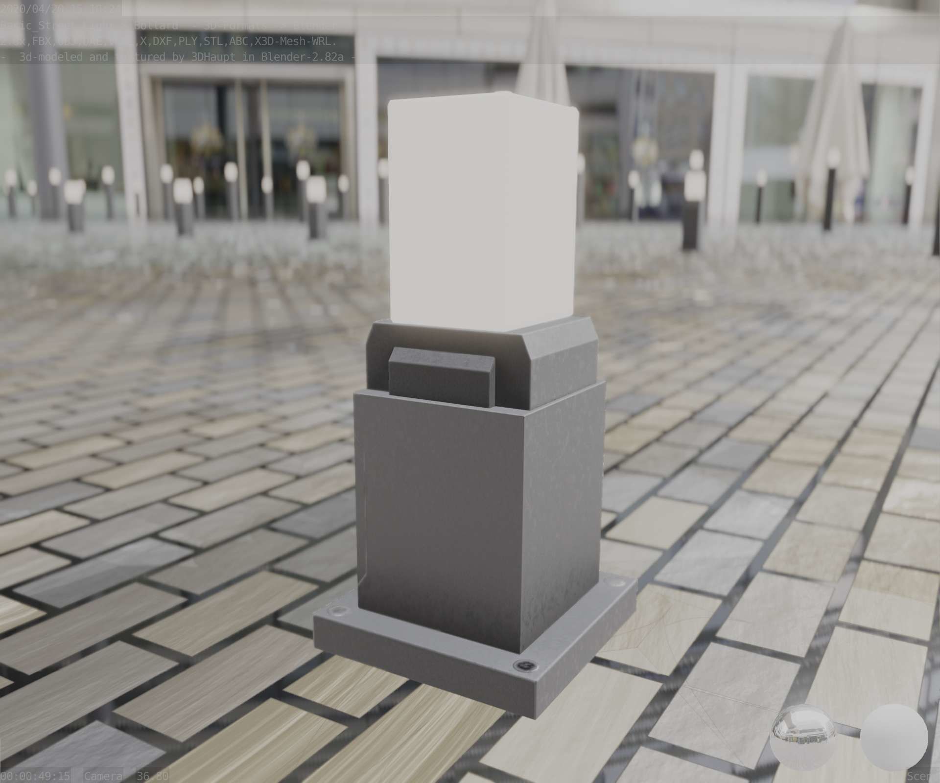 Street Light 8 Bollard 350mm Basic Version 3 Low-poly 3D model_91