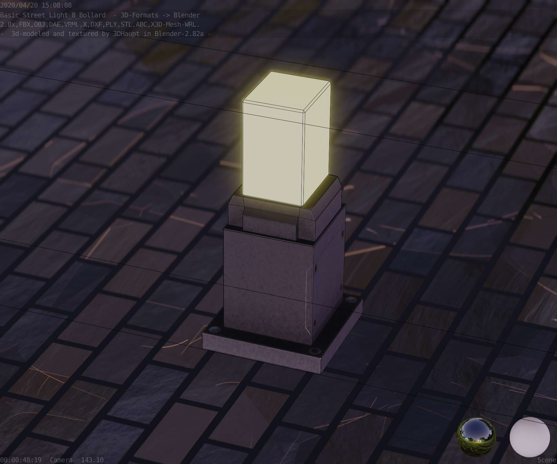 Street Light 8 Bollard 350mm Basic Version 3 Low-poly 3D model_88