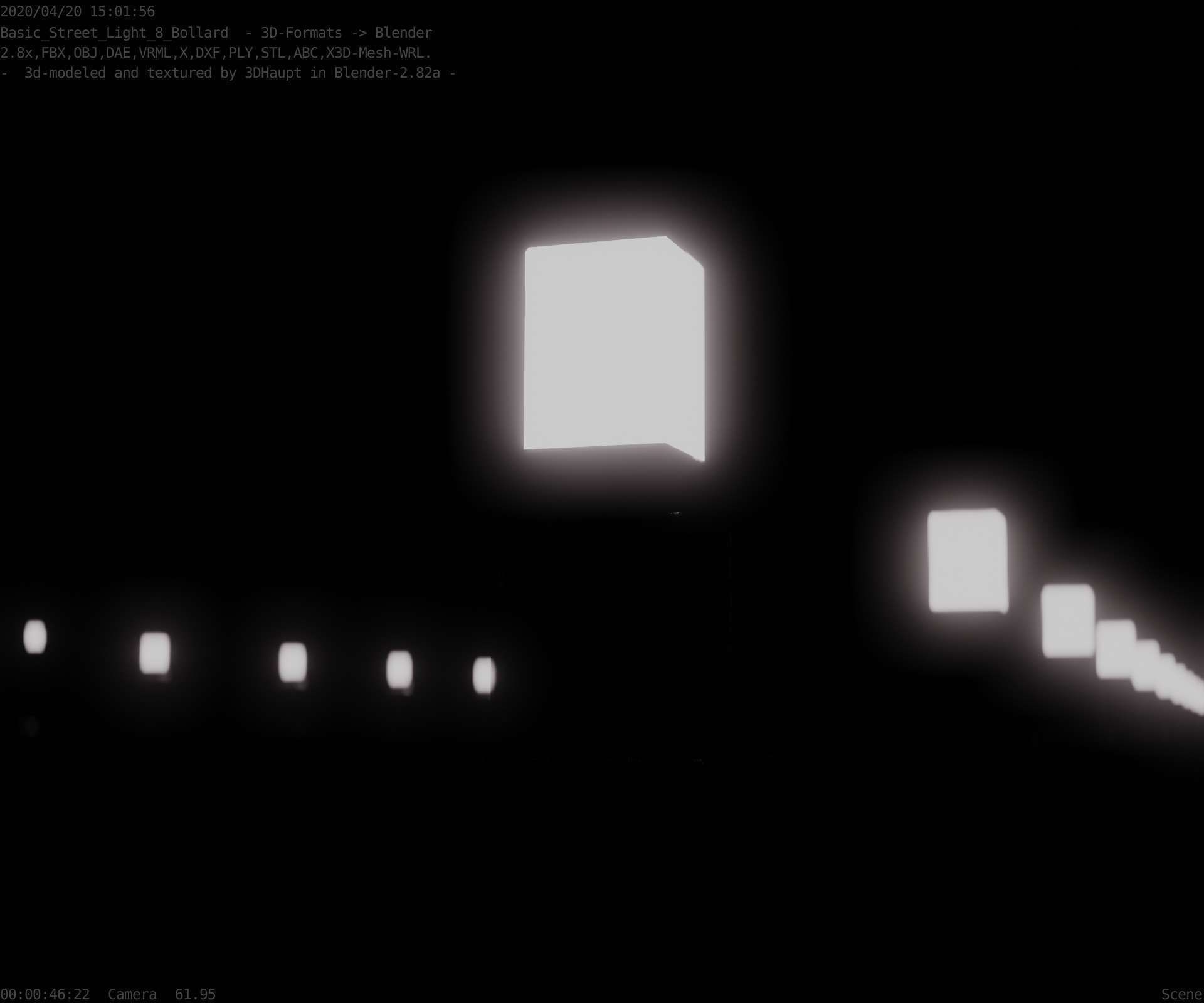 Street Light 8 Bollard 350mm Basic Version 3 Low-poly 3D model_39