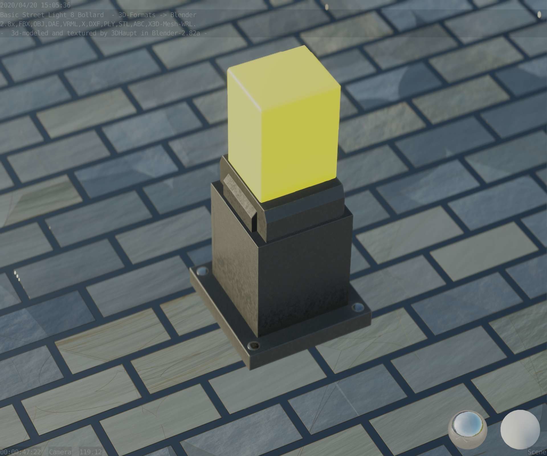 Street Light 8 Bollard 350mm Basic Version 3 Low-poly 3D model_67