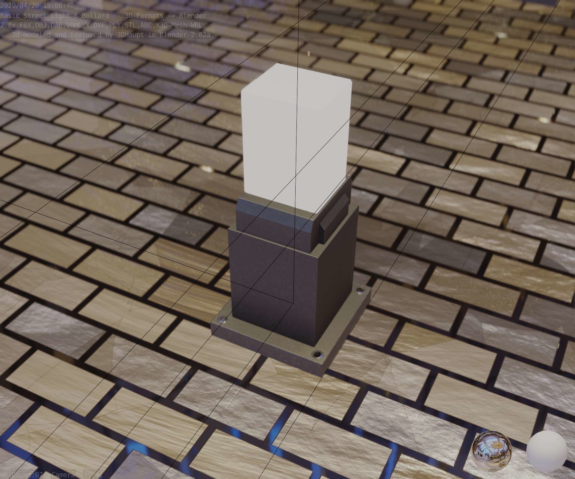 Street Light 8 Bollard 350mm Basic Version 3 Low-poly 3D model_76