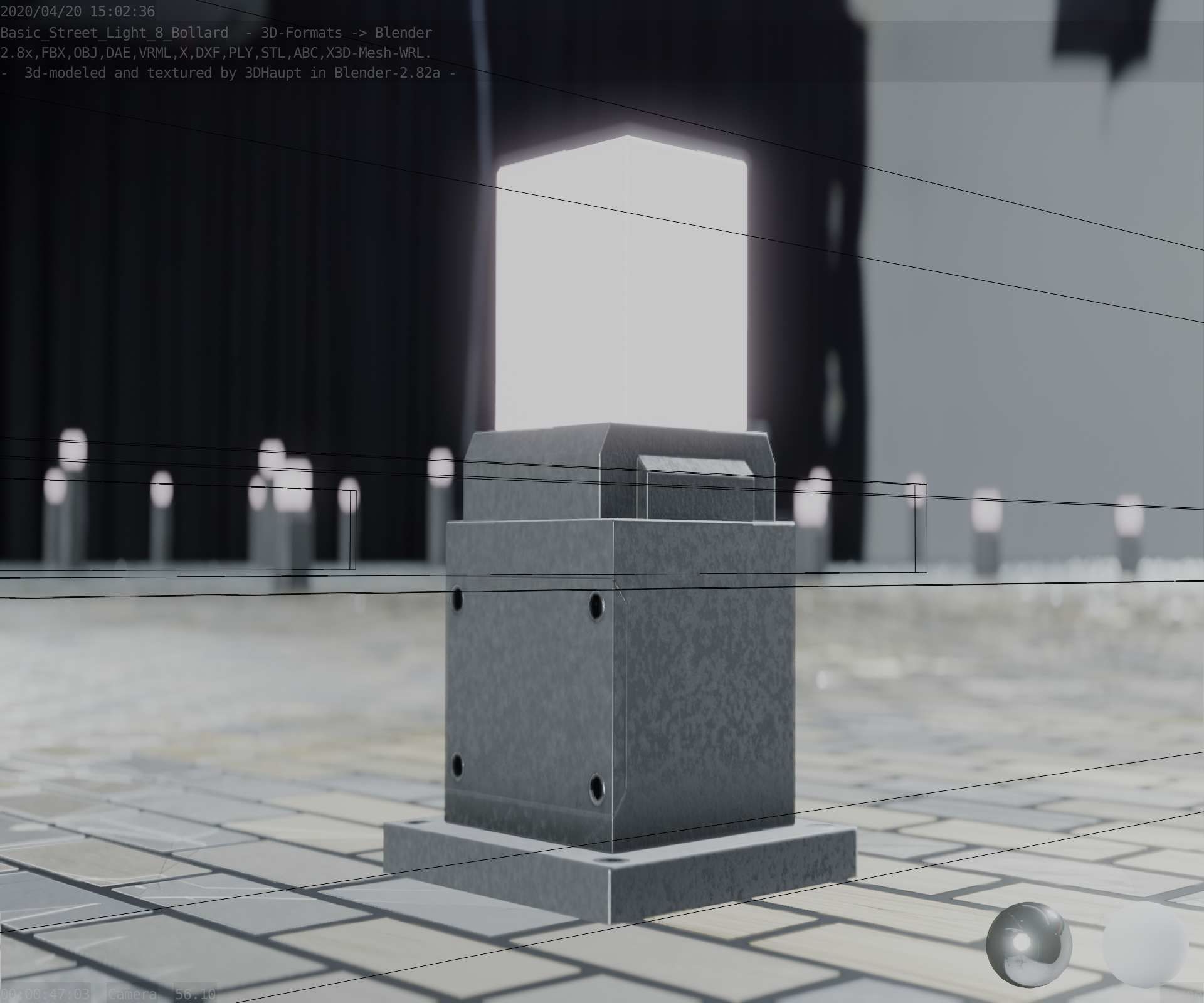 Street Light 8 Bollard 350mm Basic Version 3 Low-poly 3D model_44