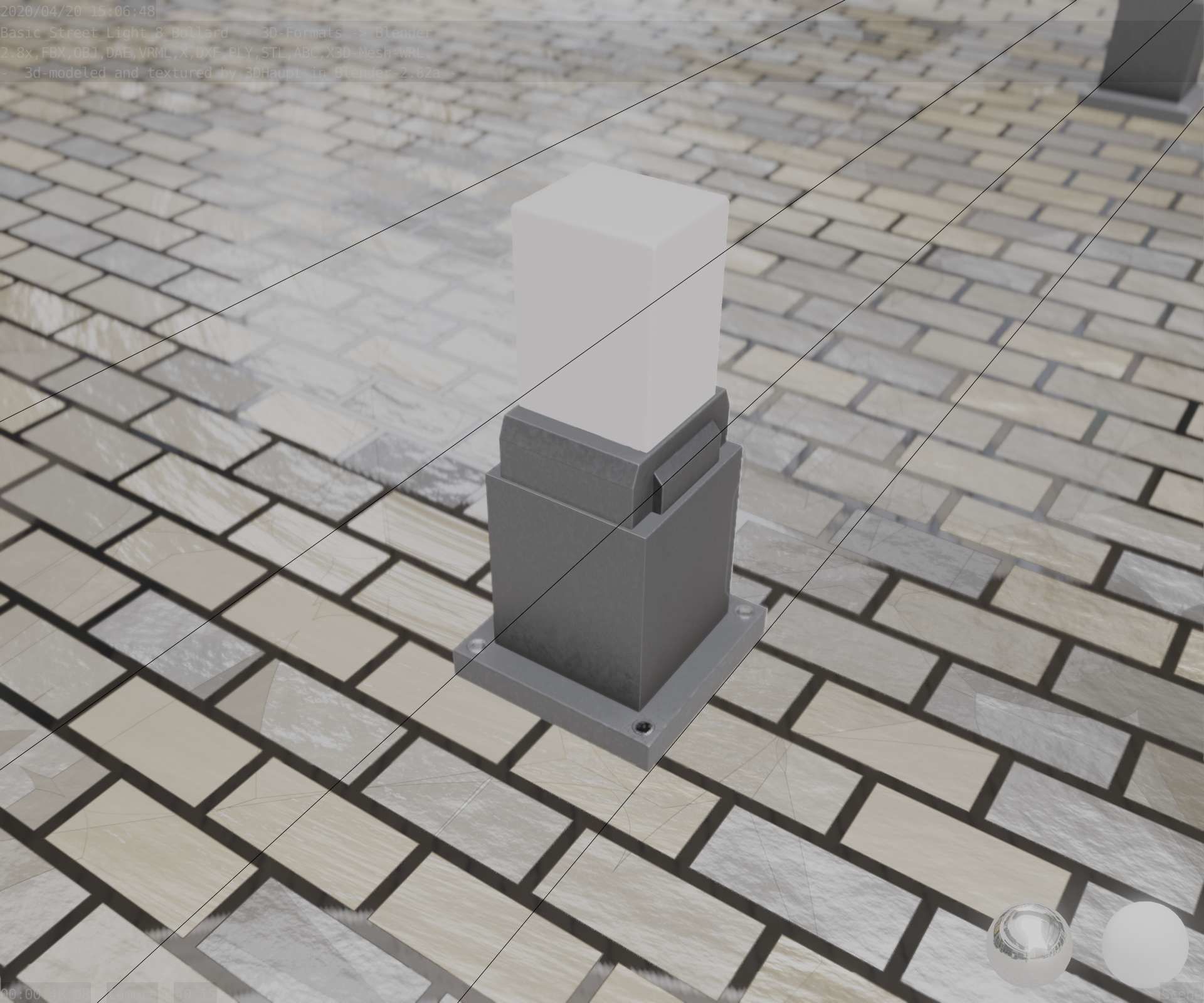 Street Light 8 Bollard 350mm Basic Version 3 Low-poly 3D model_77