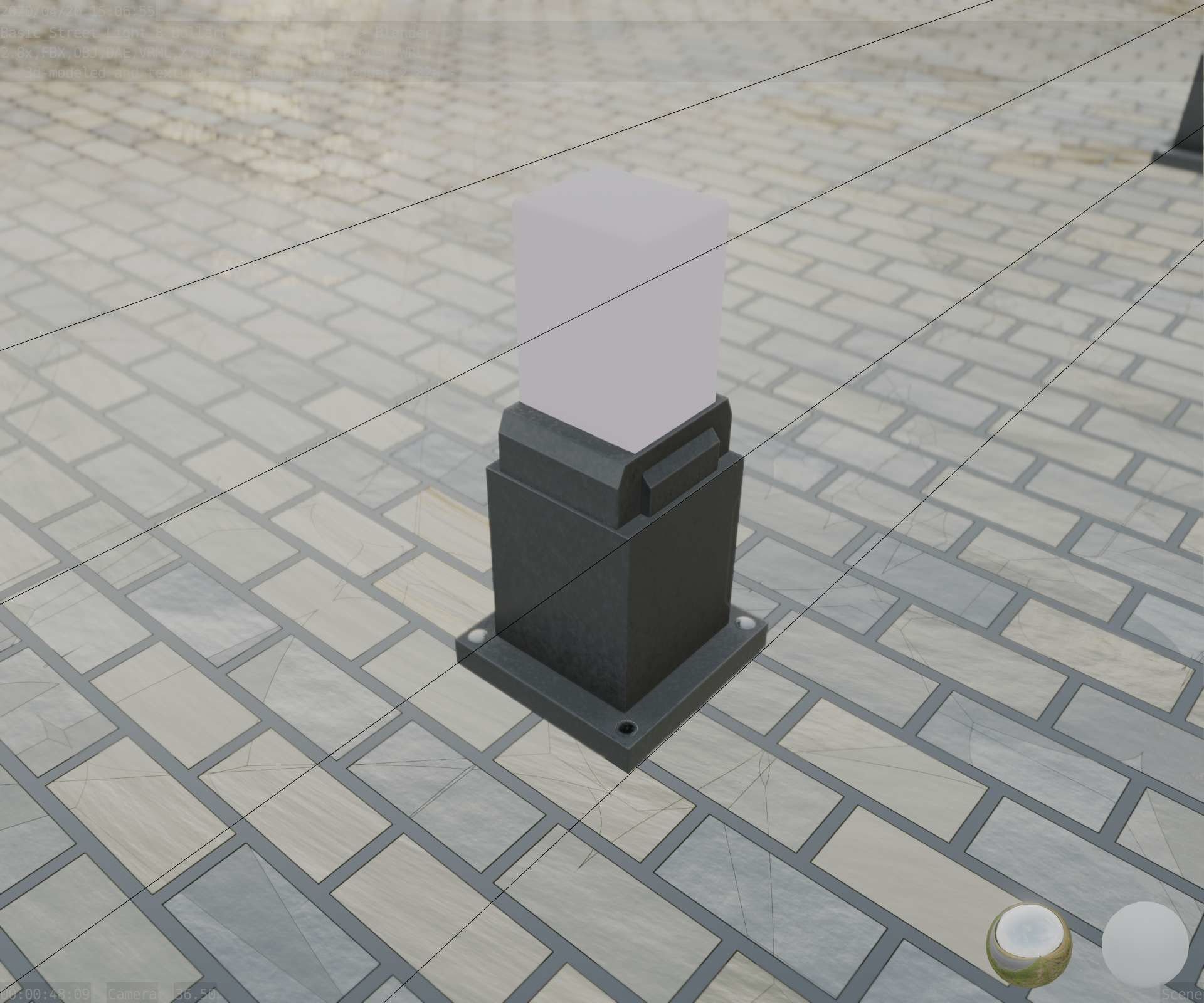 Street Light 8 Bollard 350mm Basic Version 3 Low-poly 3D model_78