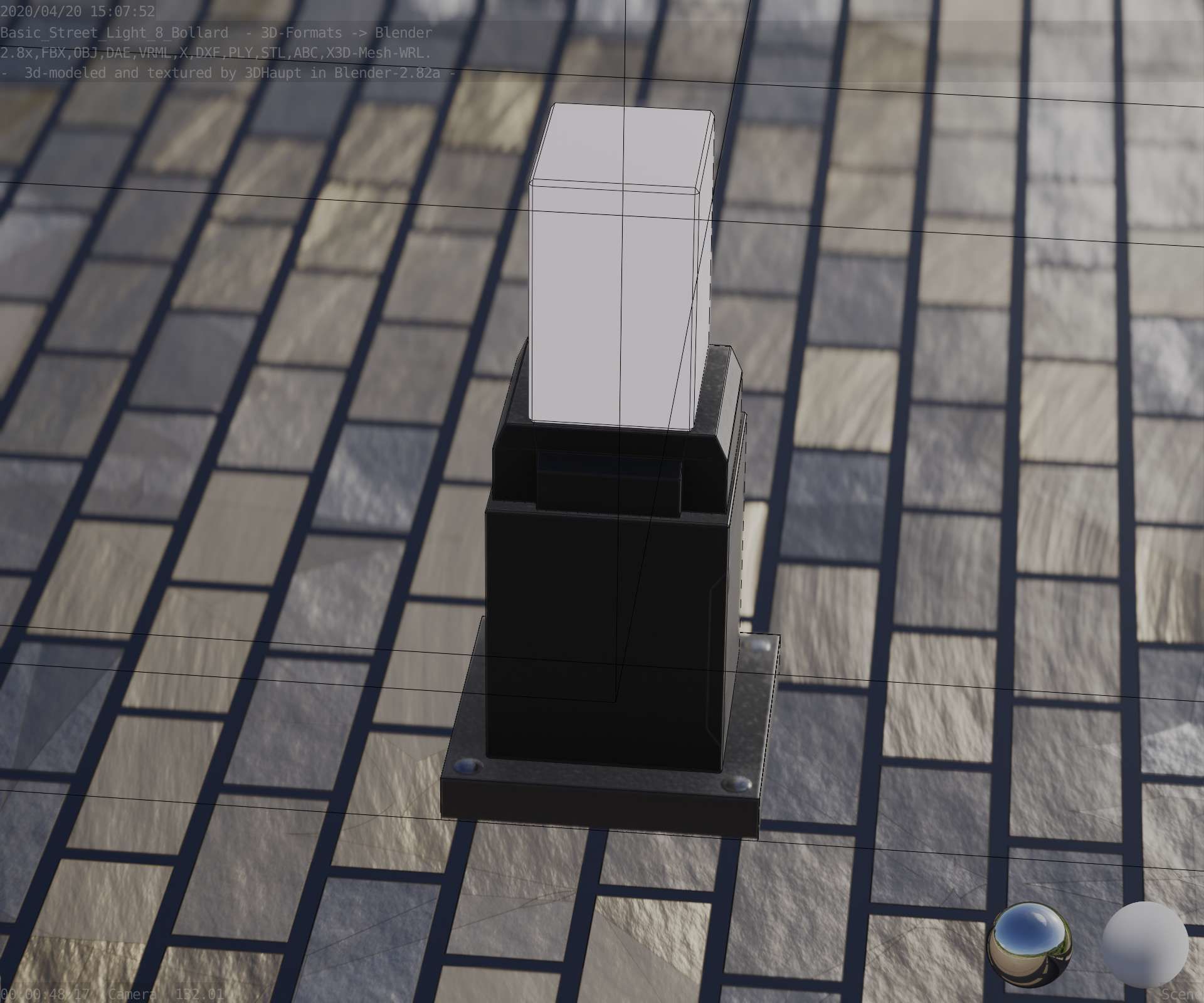 Street Light 8 Bollard 350mm Basic Version 3 Low-poly 3D model_86