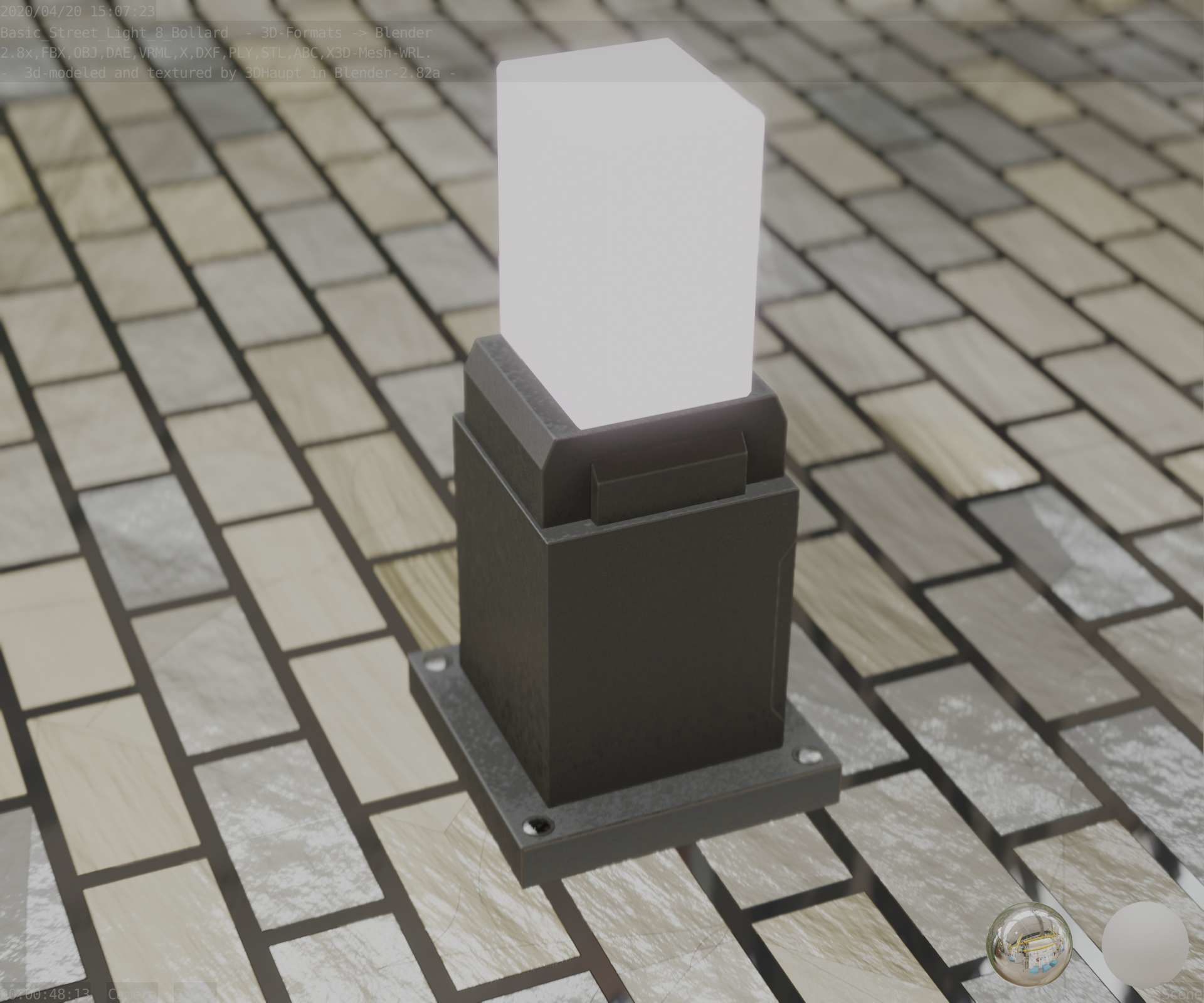Street Light 8 Bollard 350mm Basic Version 3 Low-poly 3D model_82