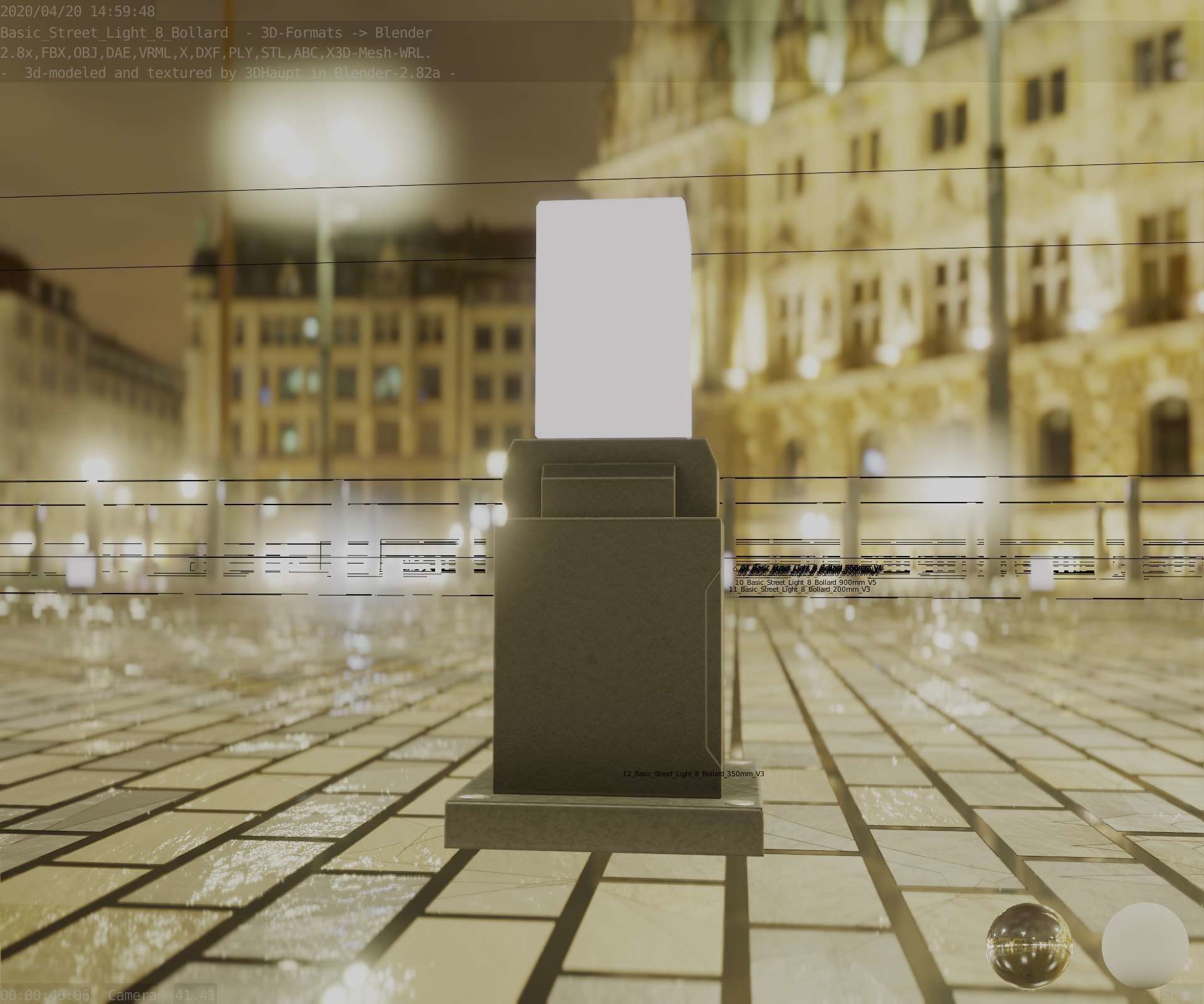 Street Light 8 Bollard 350mm Basic Version 3 Low-poly 3D model_23