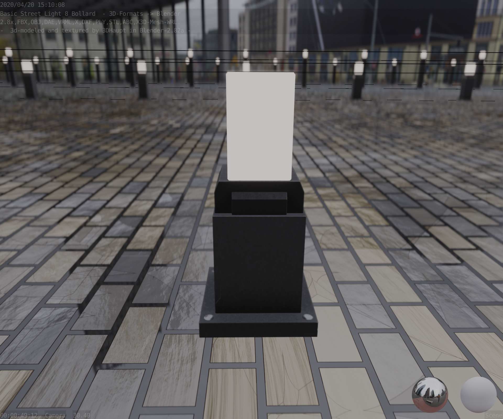 Street Light 8 Bollard 350mm Basic Version 3 Low-poly 3D model_64