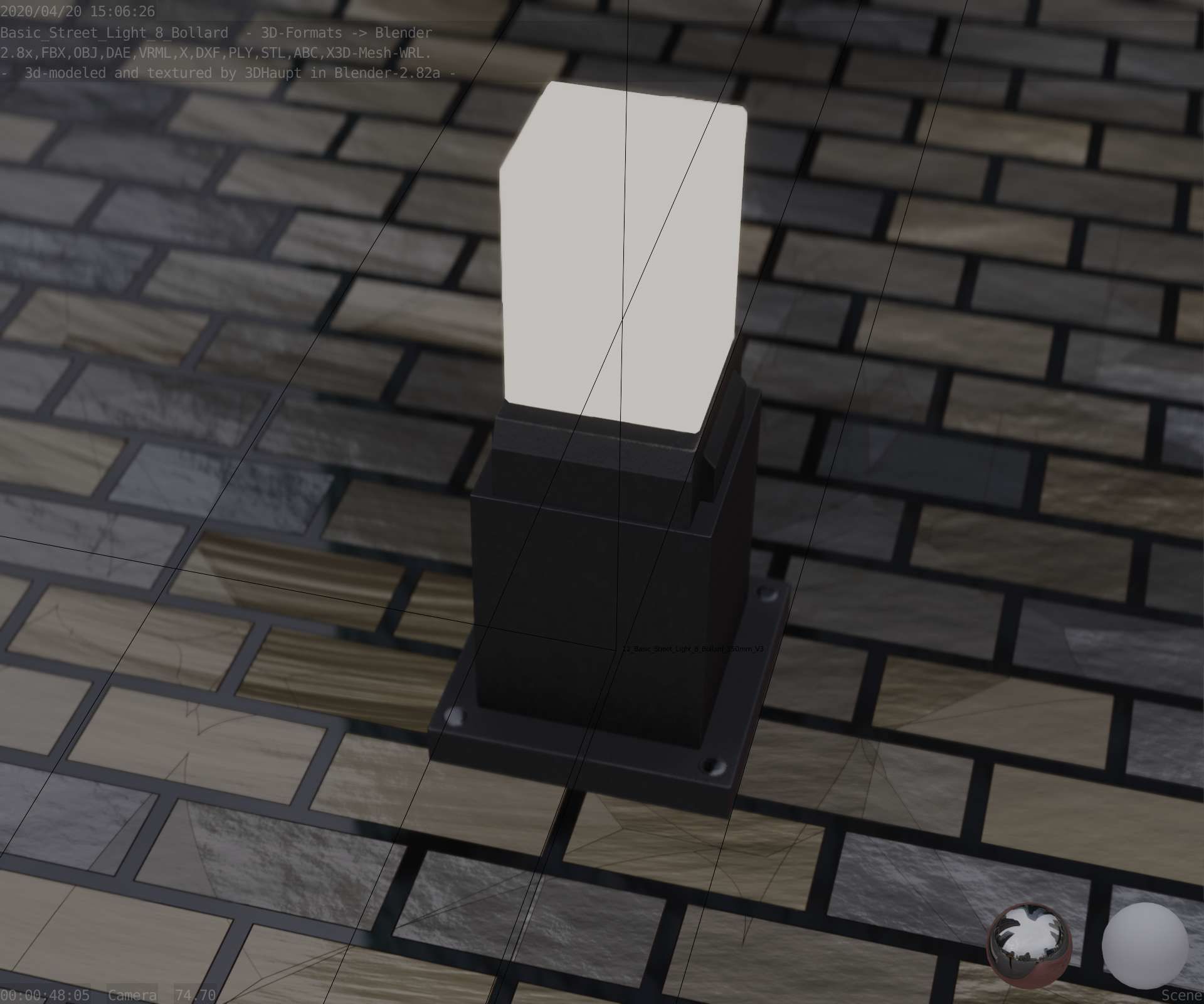 Street Light 8 Bollard 350mm Basic Version 3 Low-poly 3D model_74
