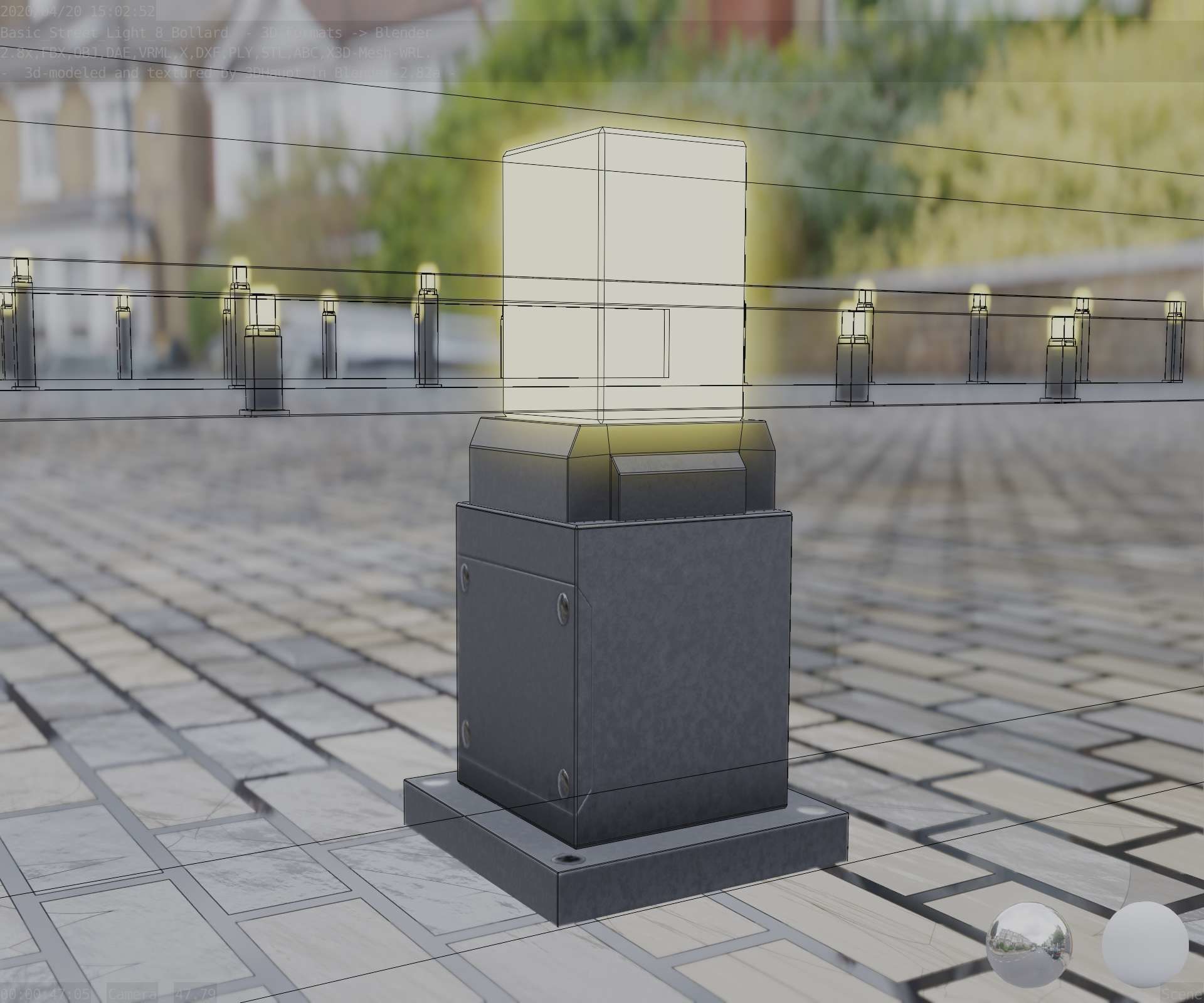 Street Light 8 Bollard 350mm Basic Version 3 Low-poly 3D model_46