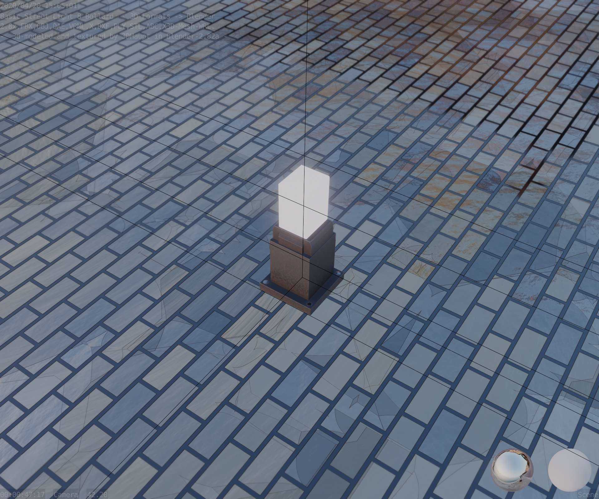 Street Light 8 Bollard 350mm Basic Version 3 Low-poly 3D model_58